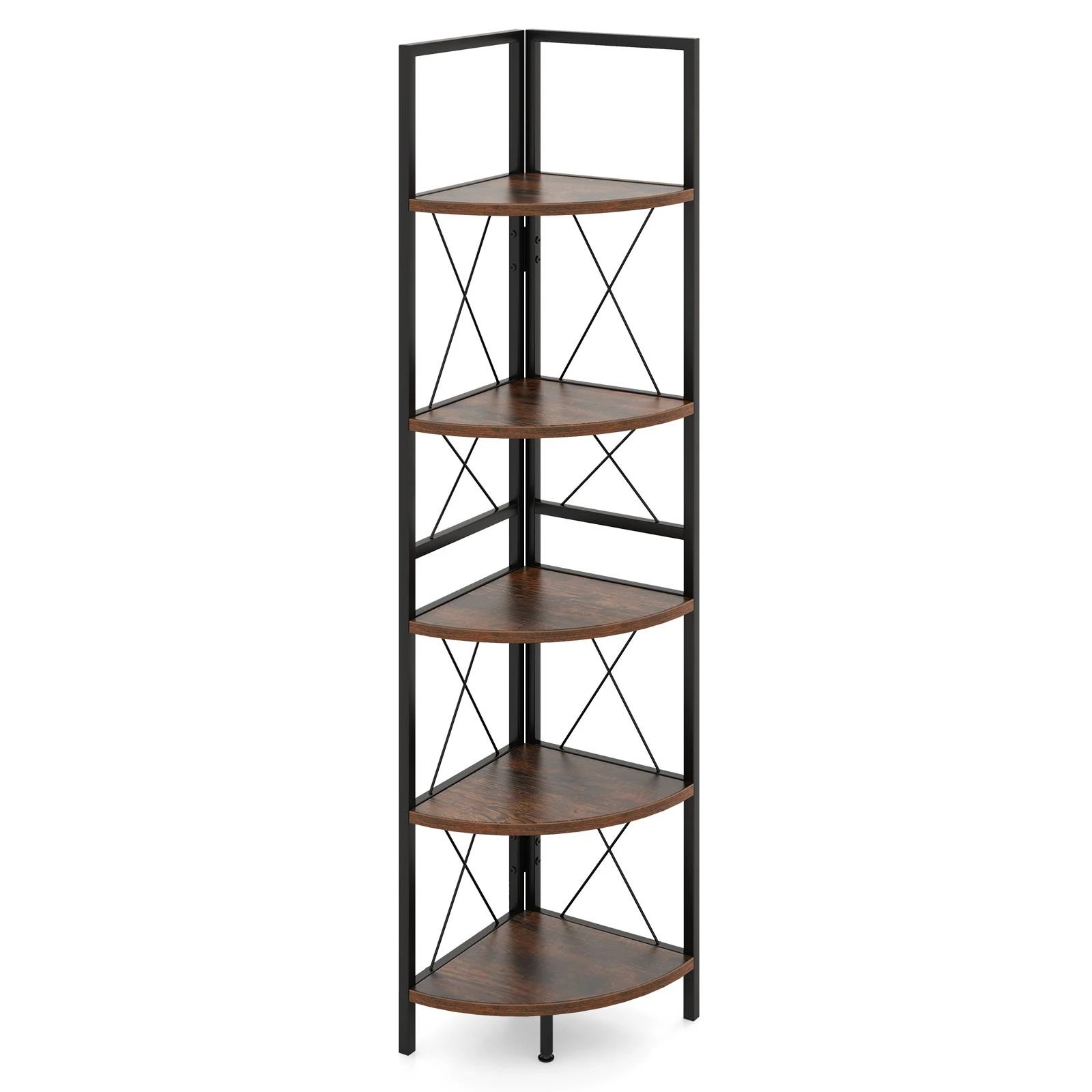 1 Costway 5-Tier Corner Shelf Corner Bookshelf Display Storage Rack, 1 of 4