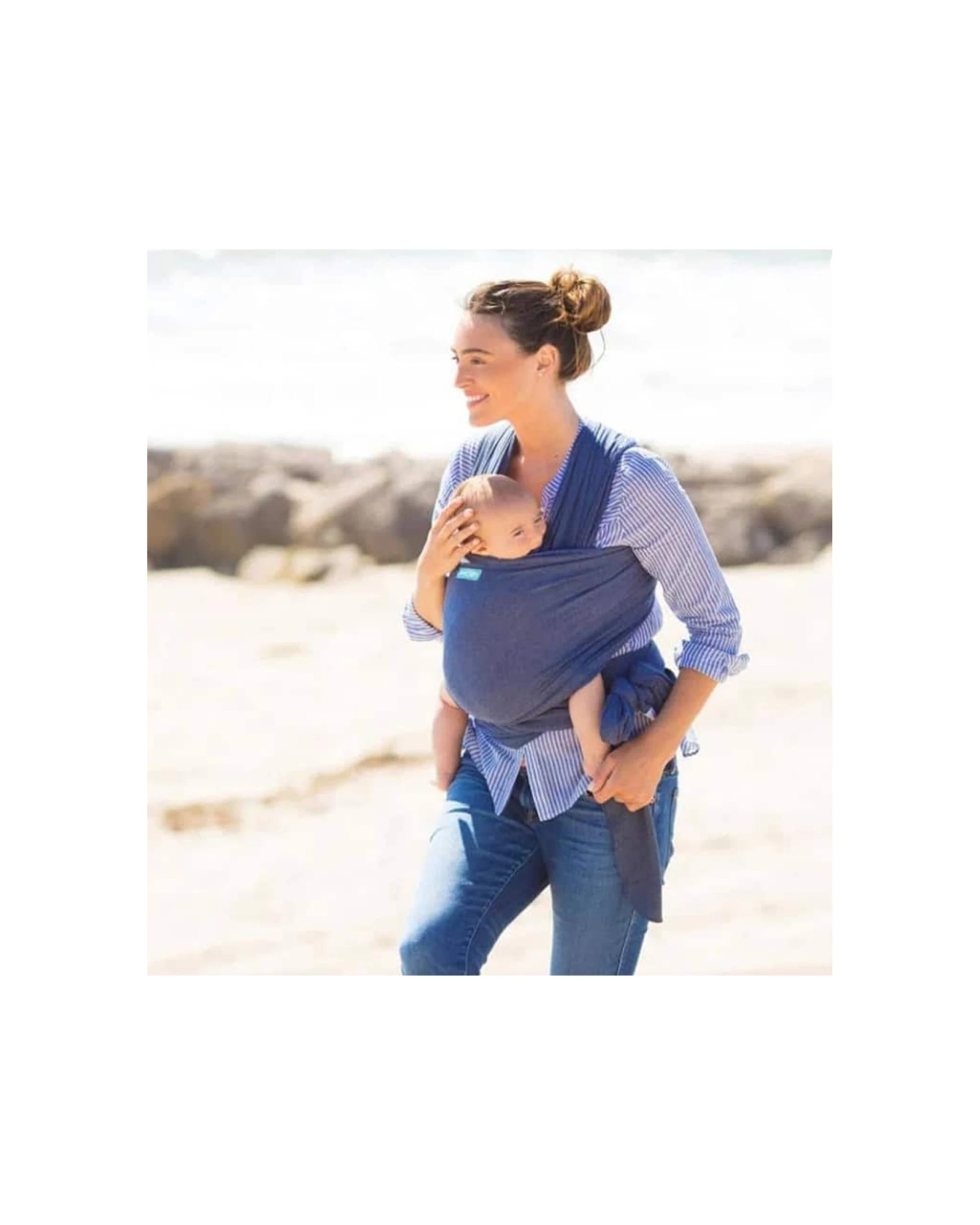 2 Babystudio Moby Evolution Wrap Baby Newborn Infant Viscose Body Carrier Denim - Blue, 2 of 3