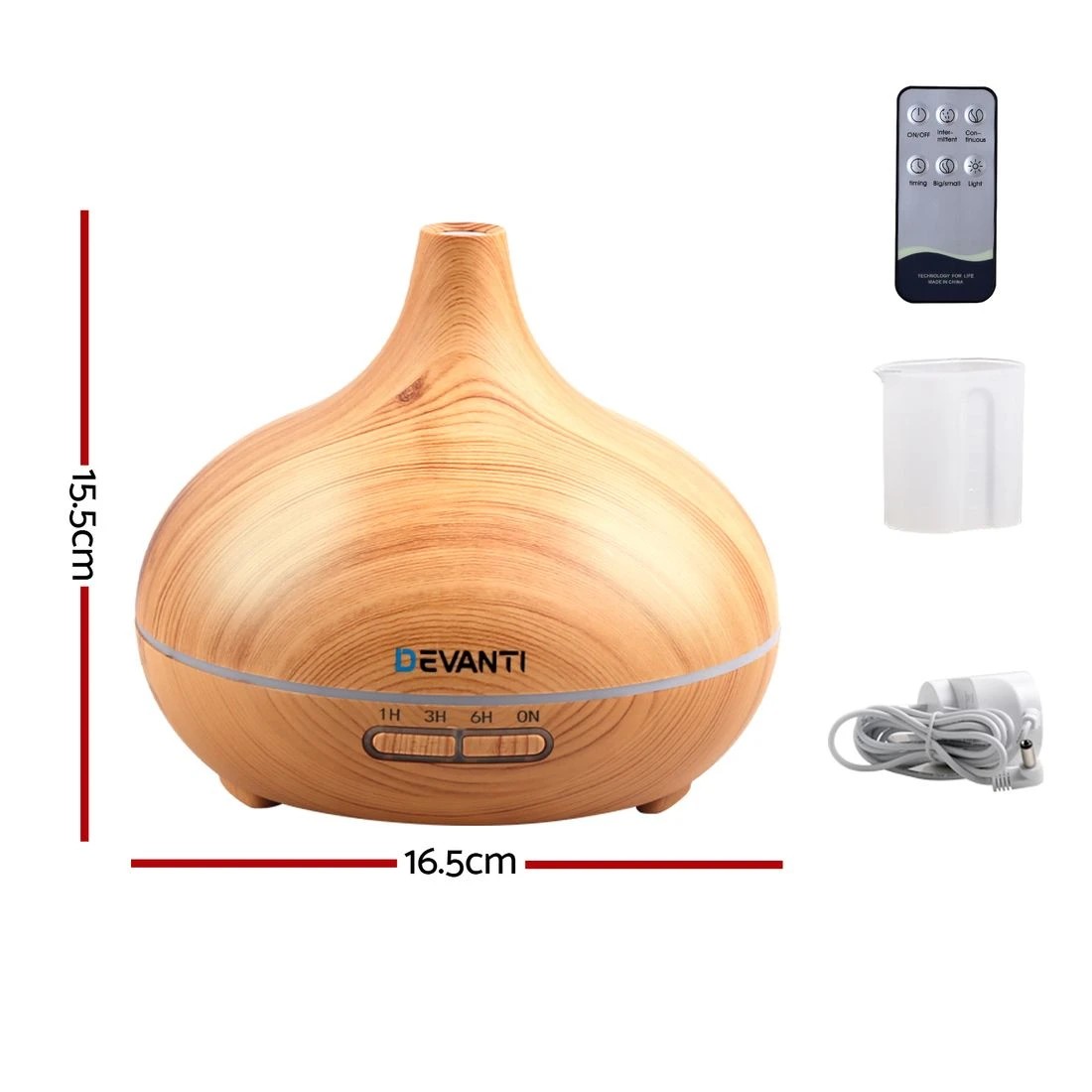 2 Devanti Aroma Diffuser Aromatherapy Humidifier 300ml - Brown, 2 of 8