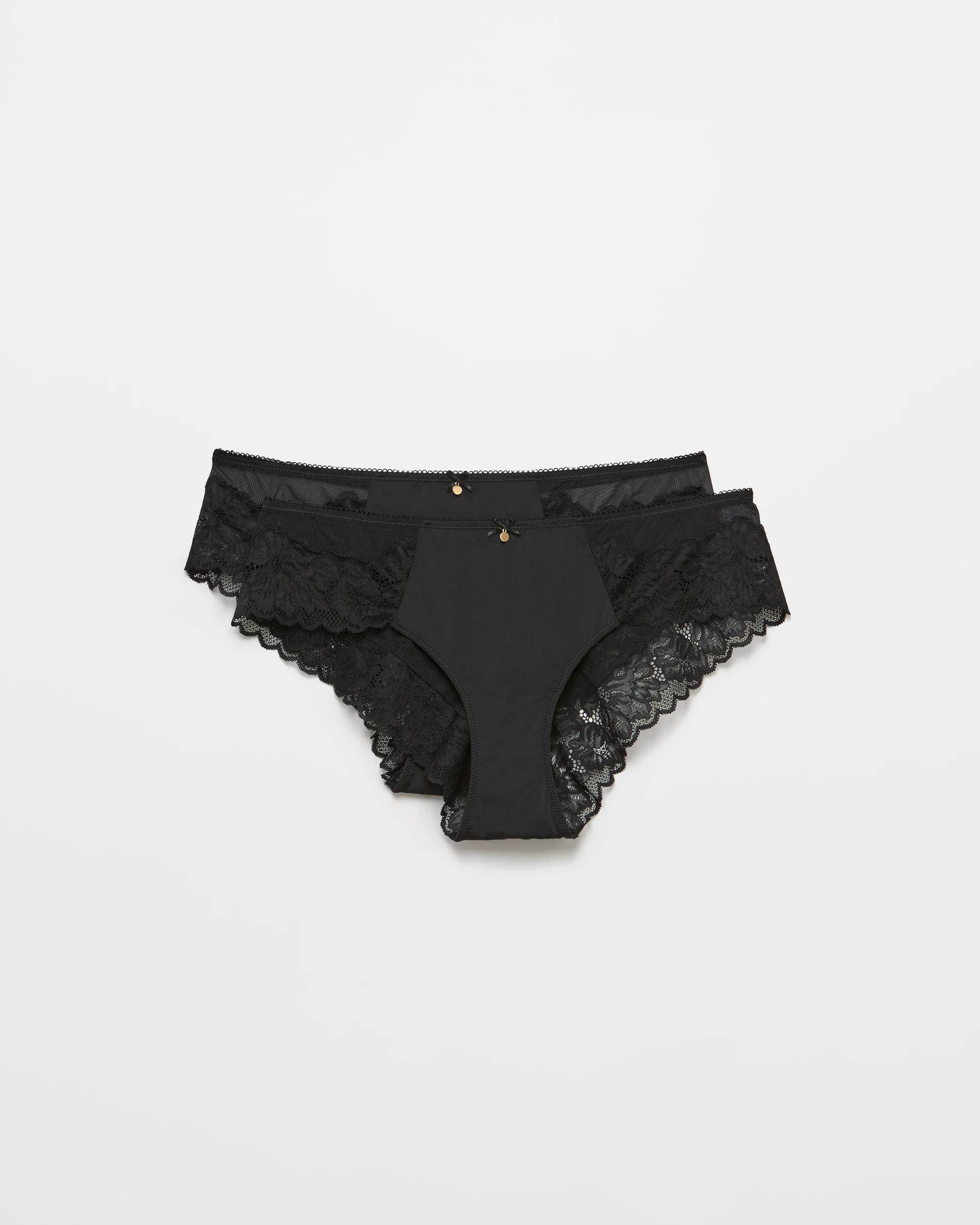 1 Target Womens Lara Lace Trim Bikini Briefs 2 Pack BLACK, 1 of 4