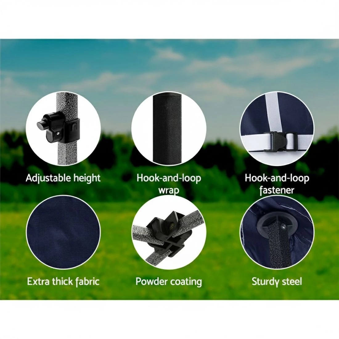 6 Instahut Gazebo Pop Up Marquee 3x3m Folding Tent Wedding Outdoor Camping Canopy Gazebos Shade - Blue, 6 of 8