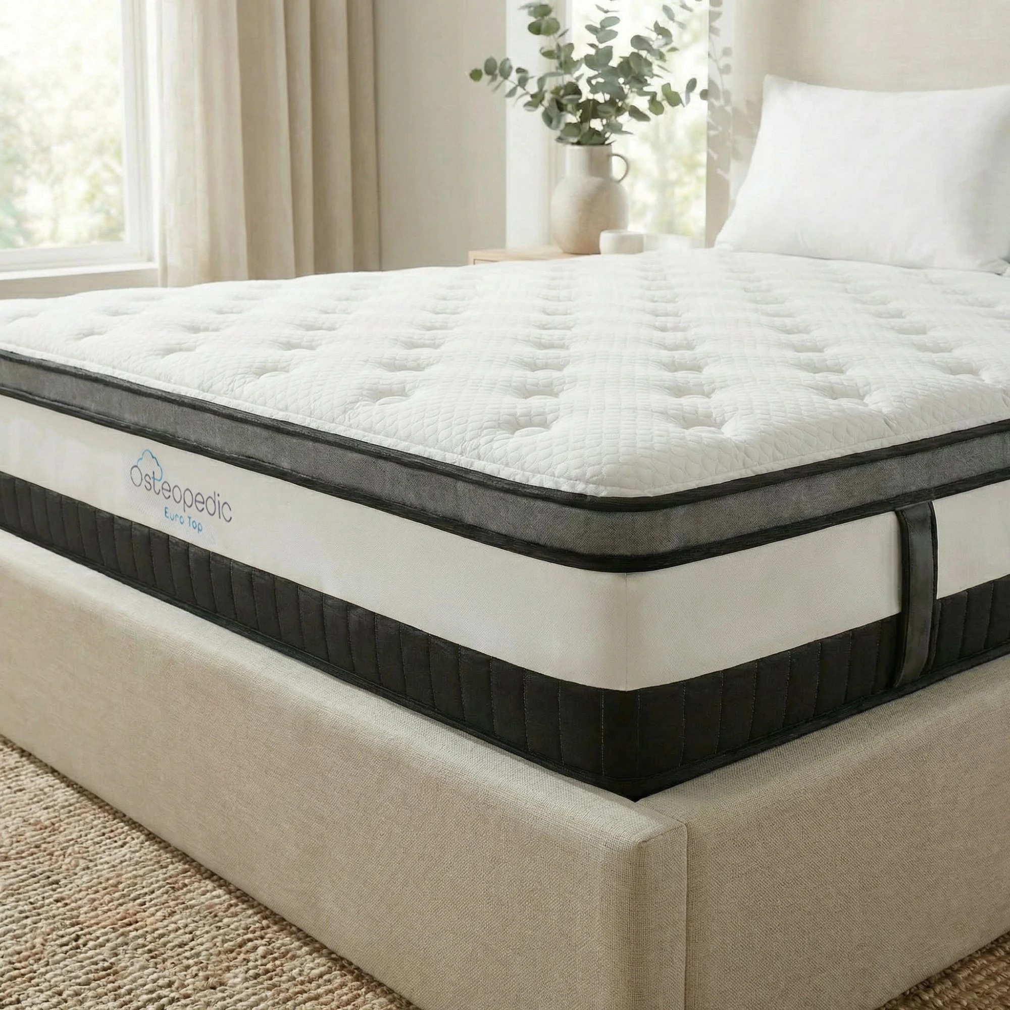 3 Osteopedic Euro Top Mattress Pocket Spring Medium EuroTop Hybrid Design Bed - Queen Bed - White, 3 of 3