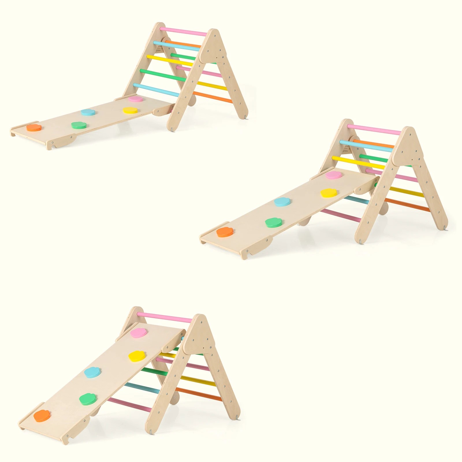6 Costway Kids Climb Playset Wood Climbing Frame Rocking Arch Slide, 6 of 6