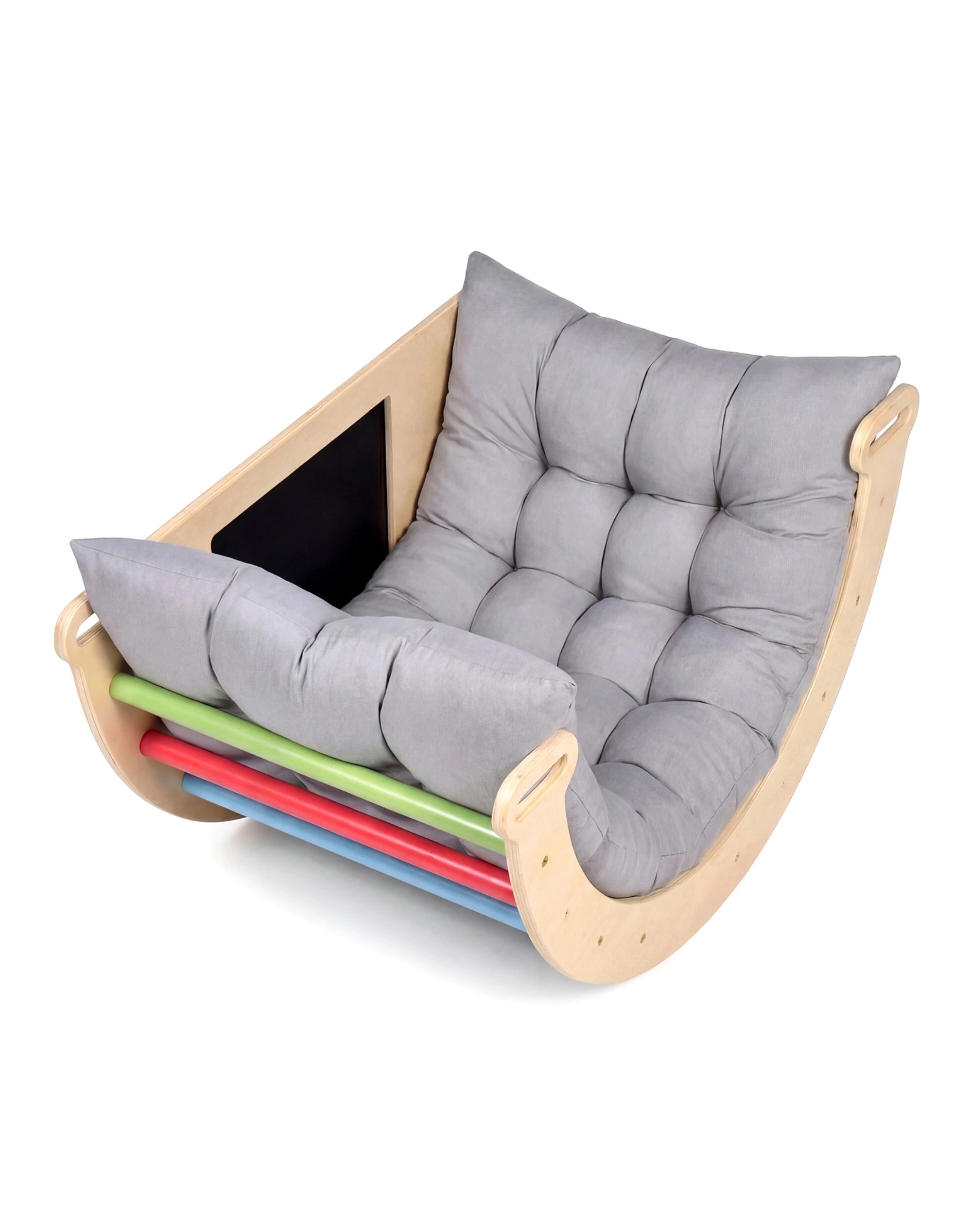 8 Advwin Climb Playset with Removable Cushion Wooden Kids Climbing Arch with Blackboard, 8 of 9