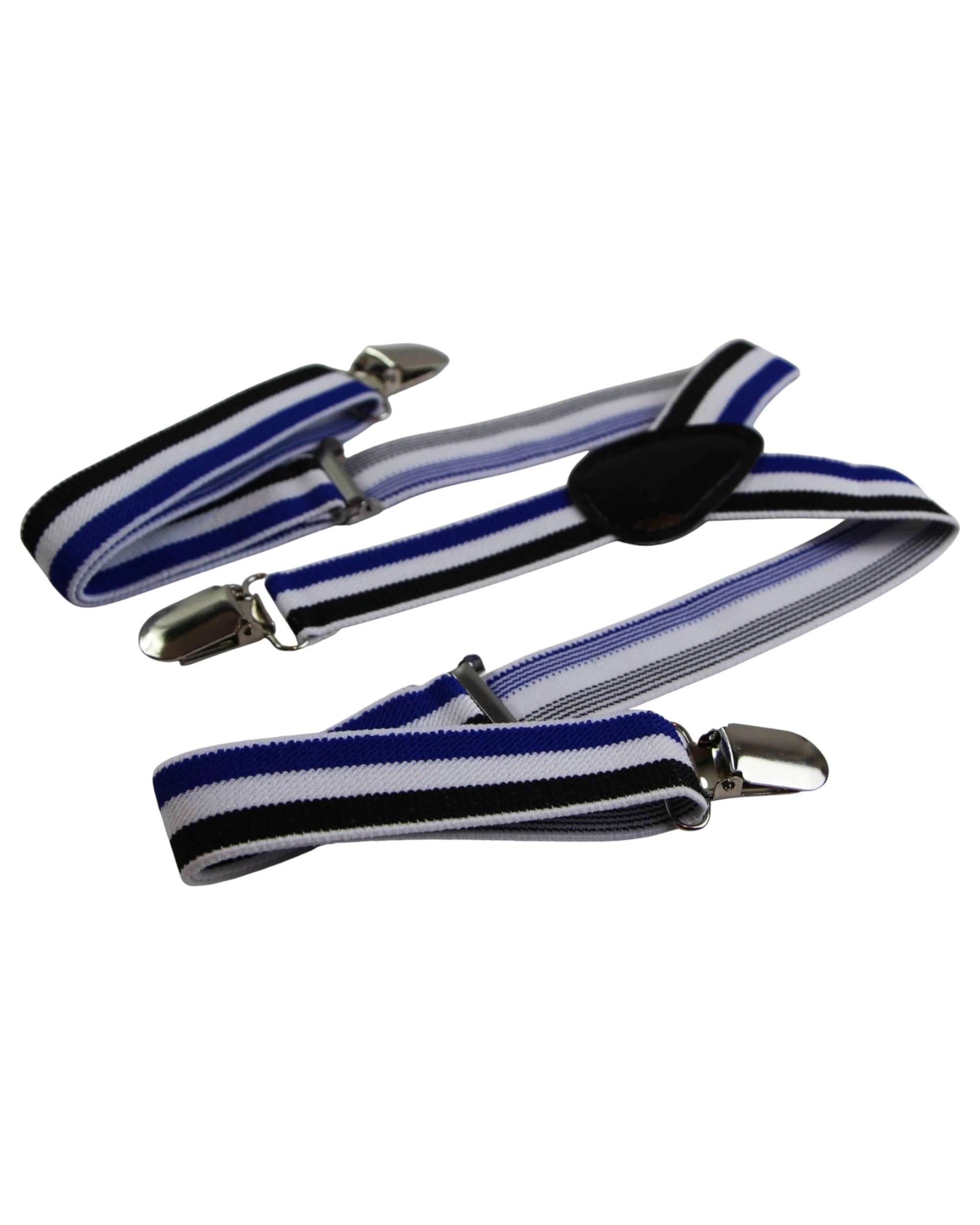 2 Zasel Boys Adjustable Black, White & Blue Striped Patterned Suspenders - Multi - Multi, 2 of 4
