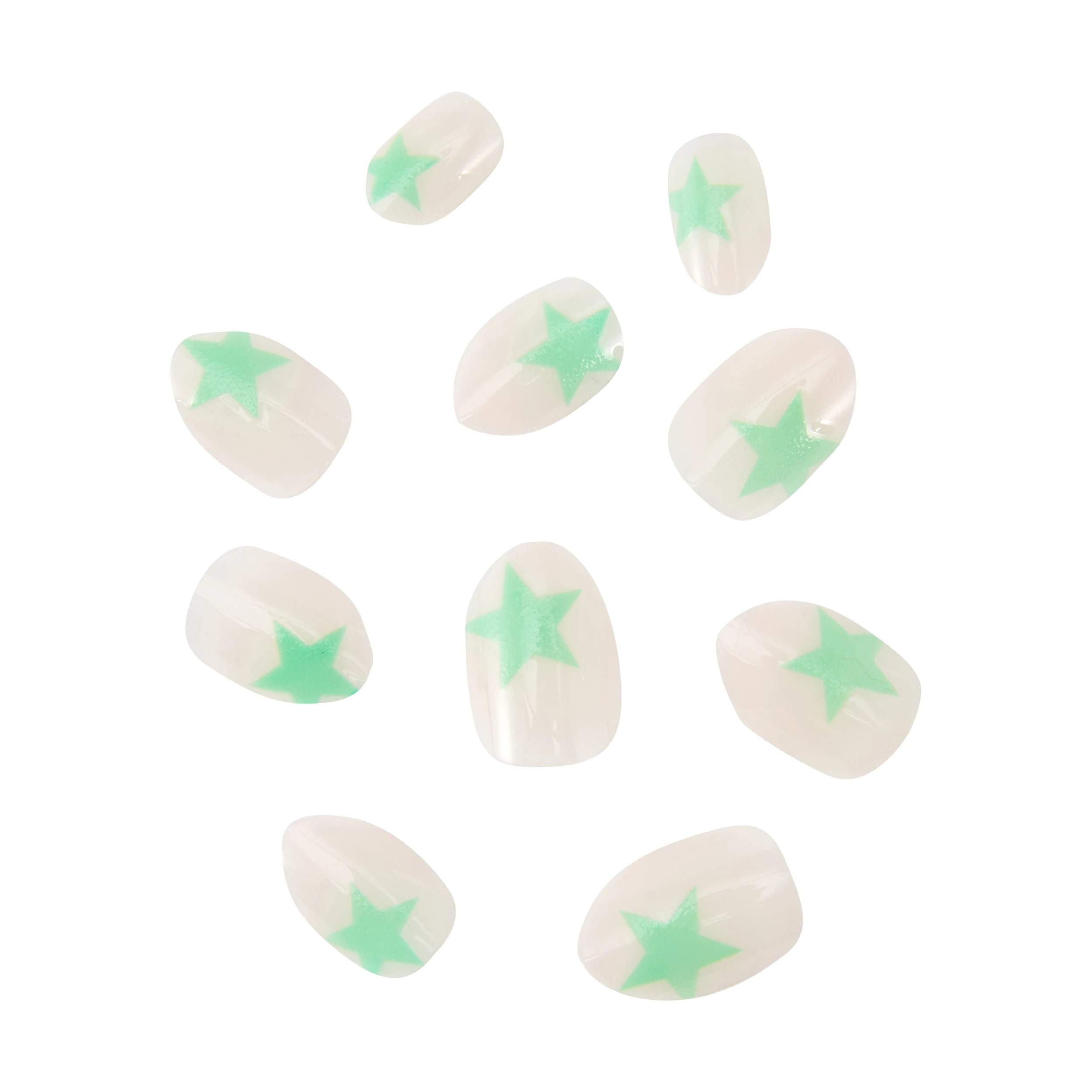 2 OXX Junior 24 Pack Kids Pre-Glued Stick-On Nails - Glow in the Dark, 2 of 4