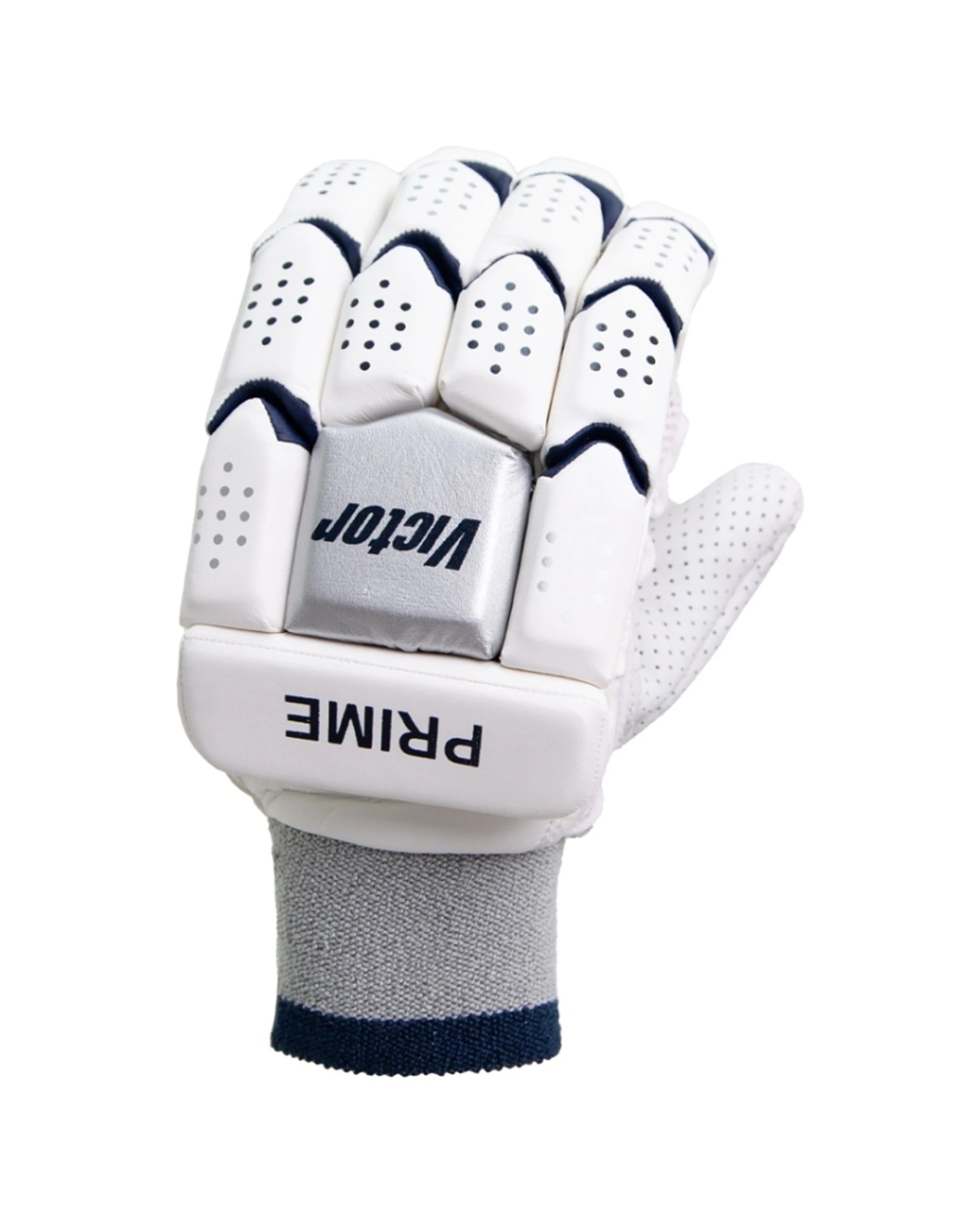 3 Victor Sports Prime Cricket Batting Gloves Calf Leather Adult Right Hand - White, 3 of 7