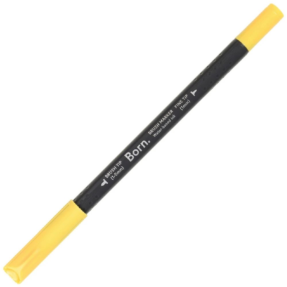 1 Born Professional Brush Dual-Tip Marker Yellow 025, 1 of 4