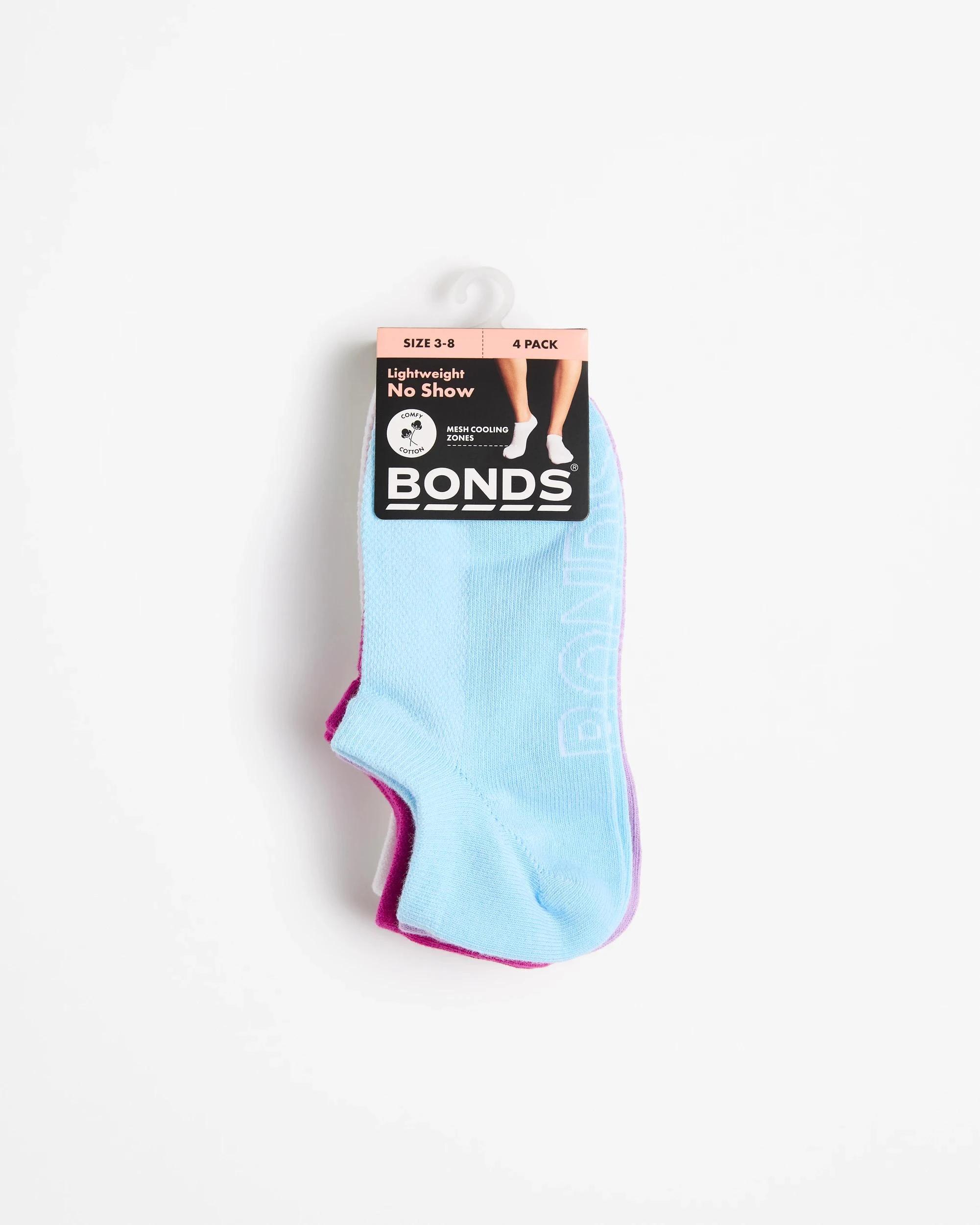 3 Women's Logo Lightweight No Show Socks 4 Pack - Bonds BLUE/PURPLE/PINK/WHITE, 3 of 3