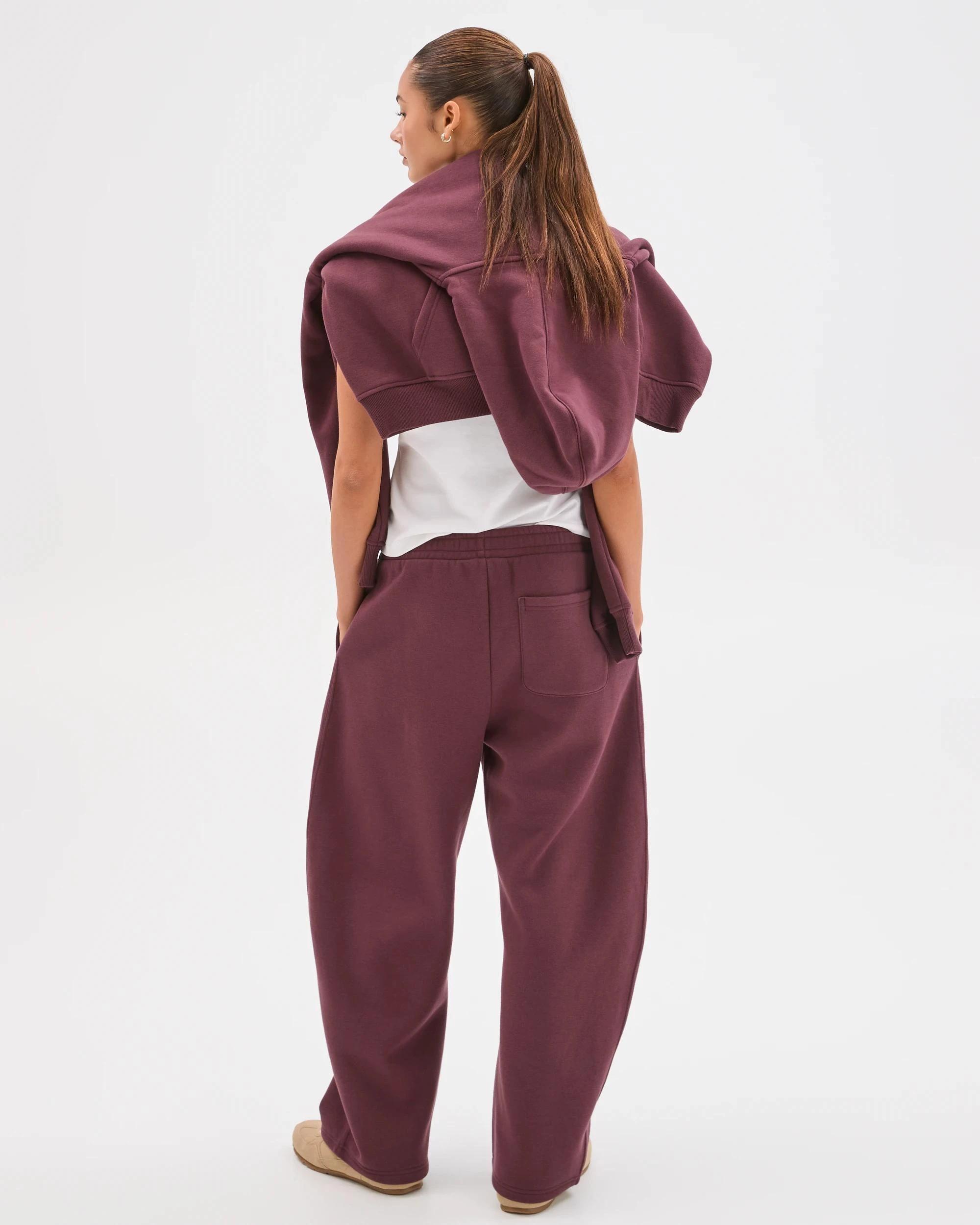 6 Lily Loves Australian Cotton Blend Bow Leg Trackpants BURGUNDY ROUGE, 6 of 7