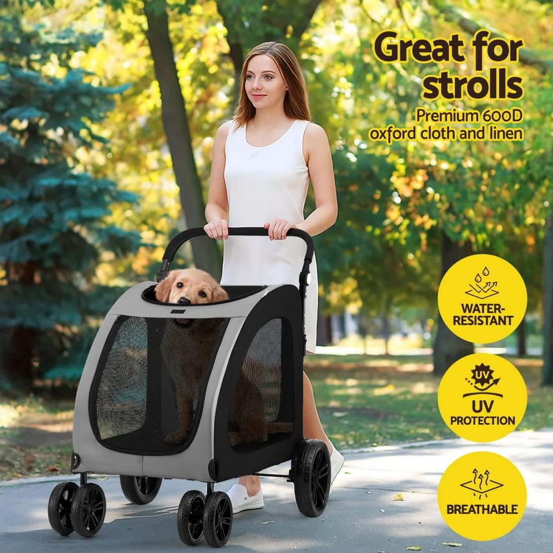 4 i.Pet Pet Stroller Dog Pram Large Carrier - Black, 4 of 7