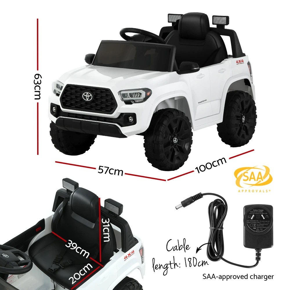 2 Kids Electric Ride On Car Toyota Tacoma Off Road Jeep Toy Cars Remote 12V Whte - White, 2 of 5