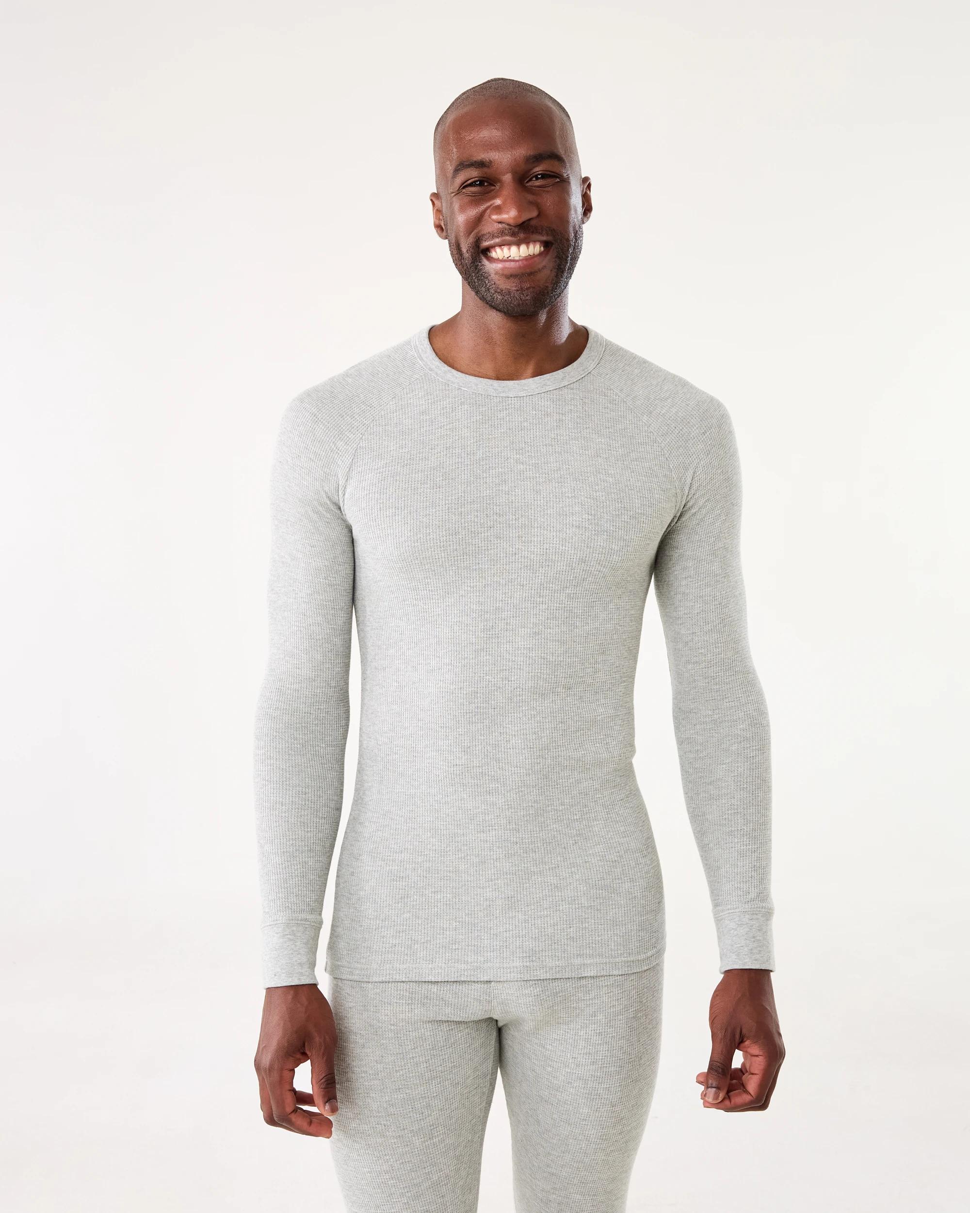 1 Long Sleeve Mini Waffle Thermal Top Grey, 1 of 4