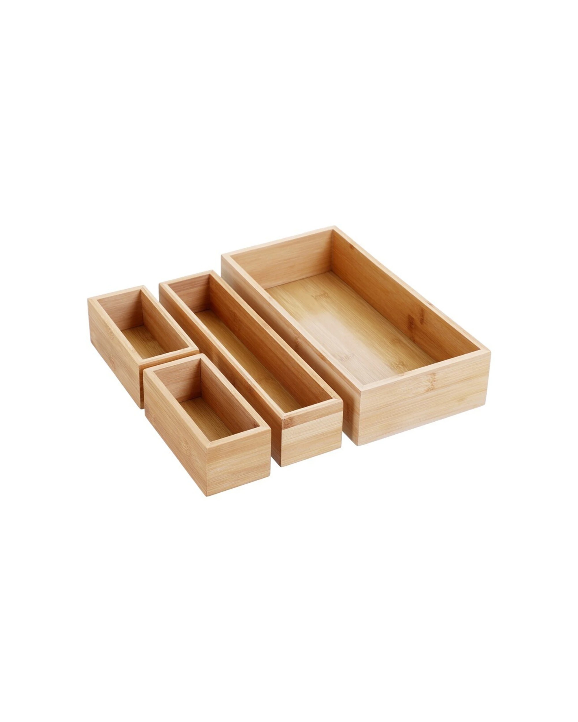 1 Boxsweden Bamboo Organisation Tray Set 32cm Modular Stackable Trays - 4pc
 - Natural, 1 of 4