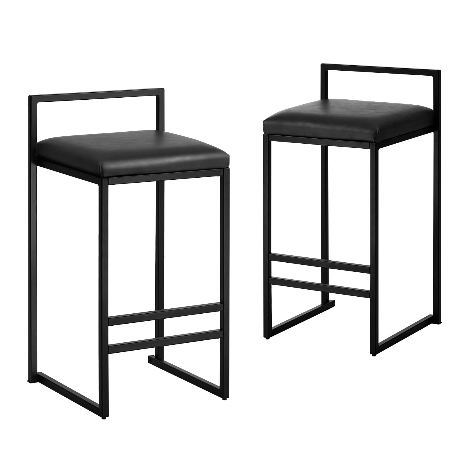 1 Oikiture 2x Bar Stools Kitchen Dining Stool Counter High Chair Leather - Black, 1 of 10