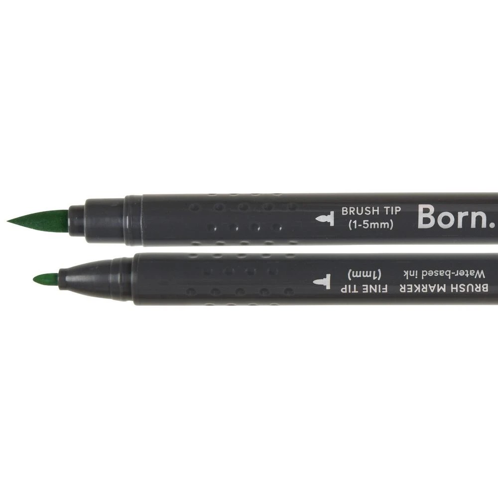 2 Born Professional Brush Dual-Tip Marker Grass Green 195, 2 of 4