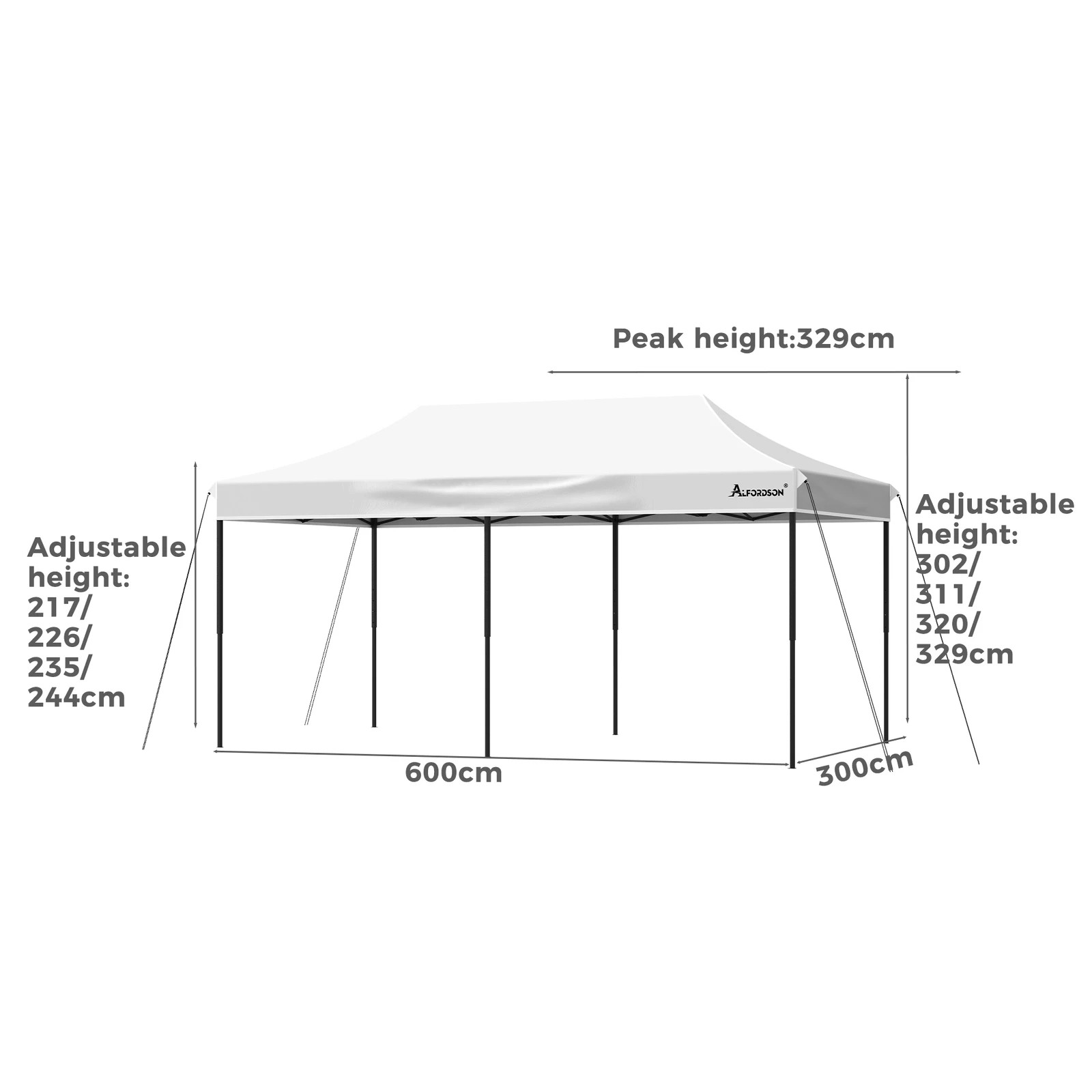 10 Alfordson Gazebo 6x3m Pop Up Marquee 600D Oxford Folding Outdoor Tent - White, 10 of 10