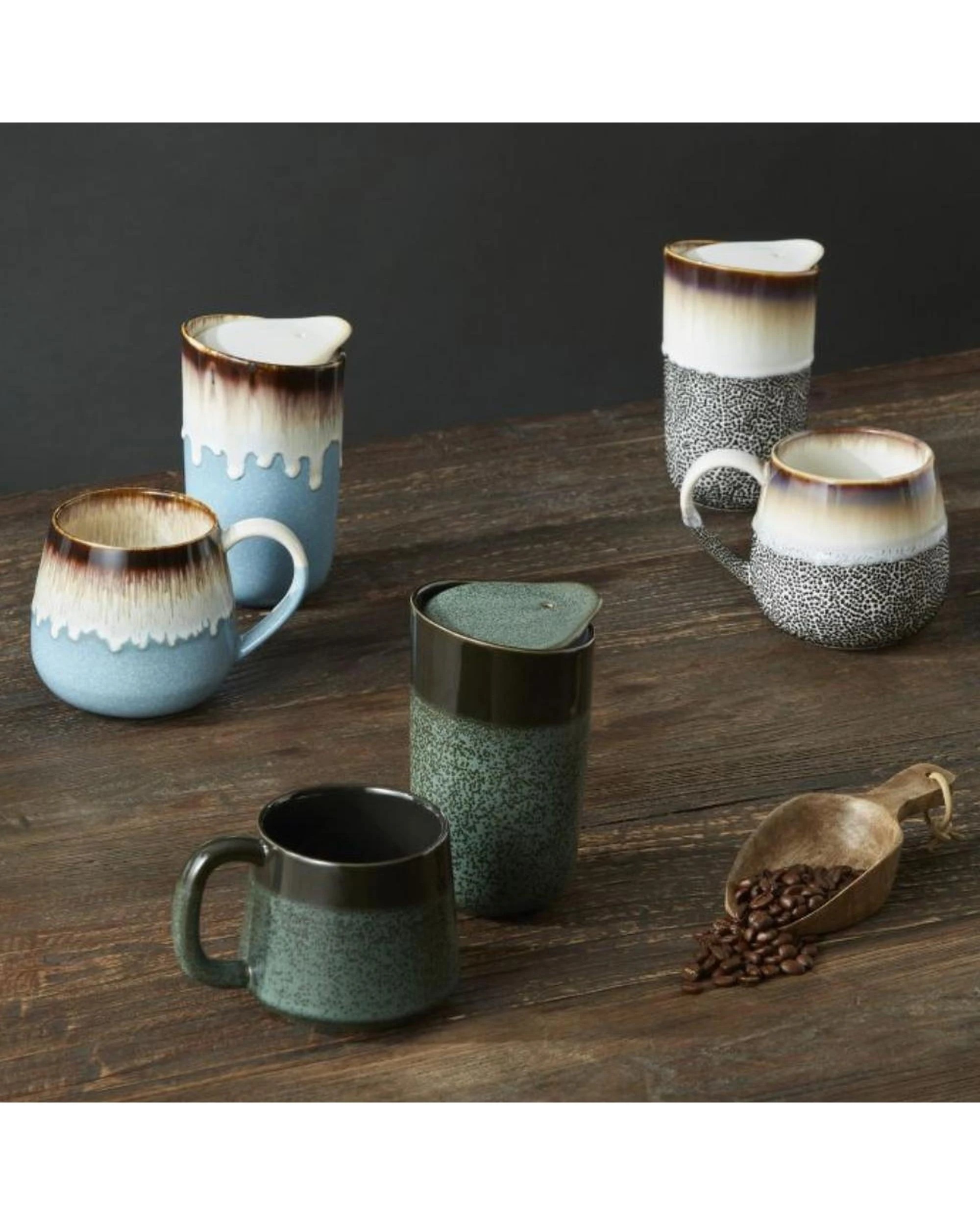 2 Leaf & Bean Roma Reactive Glaze 6 Piece Mug Set 500ml Mocca - Multi, 2 of 2