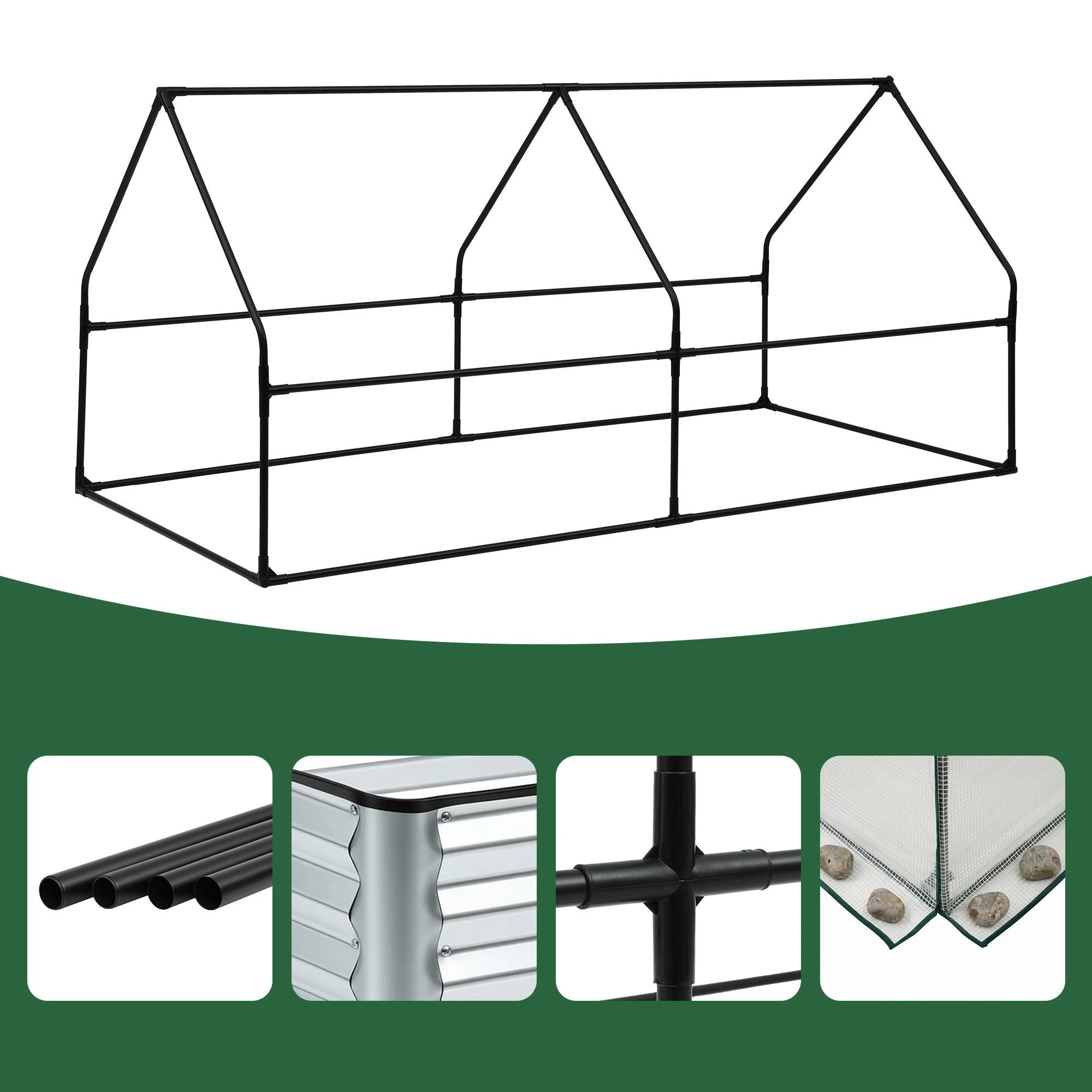 6 Green Fingers 3 in 1 Raised Garden Bed with Greenhouse Galvanised Planter Box Kit - White, 6 of 9