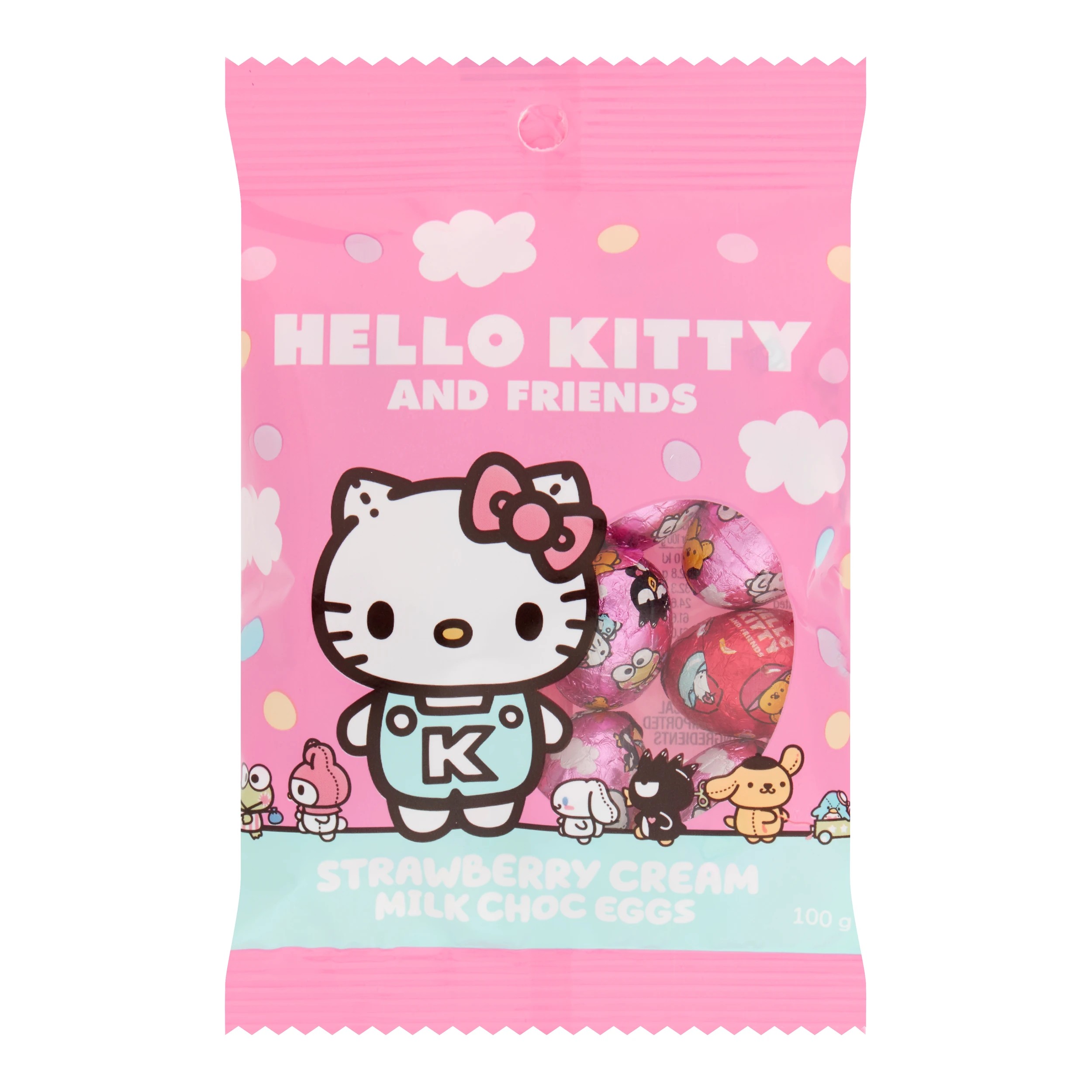 1 Hello Kitty and Friends Strawberry Cream Milk Choc Eggs 100g, 1 of 3