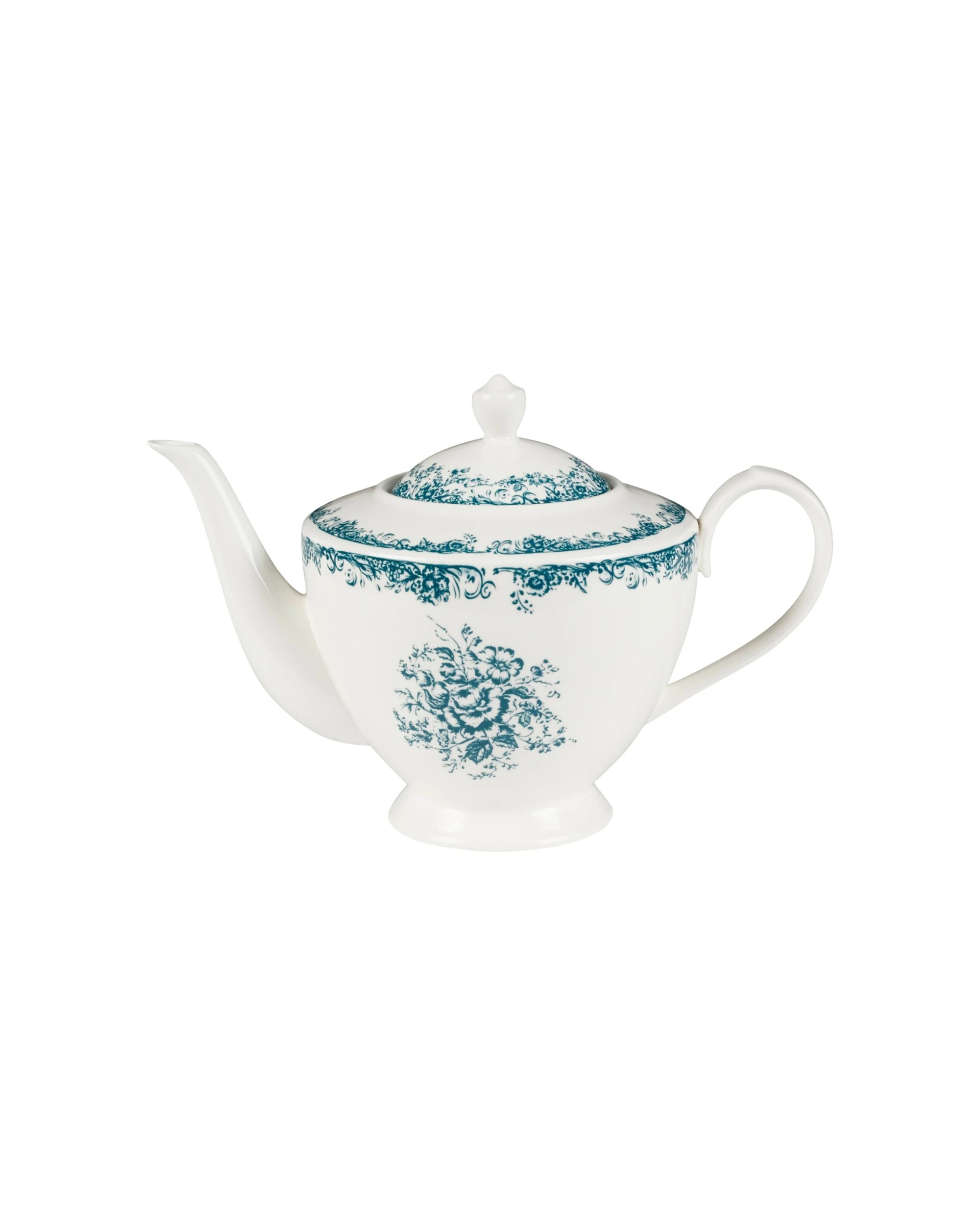 1 Casa Domani Rosetta Porcelain Teapot Dishwasher Microwave Safe 1L Gift Boxed - Blue, 1 of 4