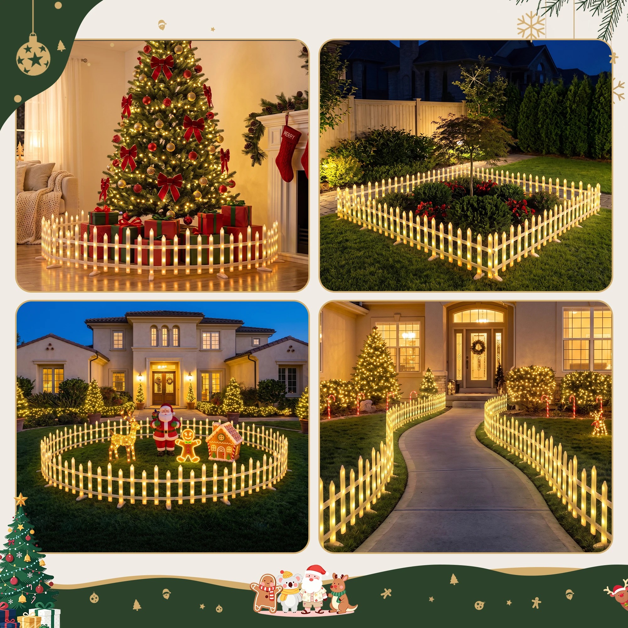 6 Jingle Jollys 3m Solar Christmas Fence Lights Outdoor Garden Path Decor Warm 8pc - White, 6 of 9