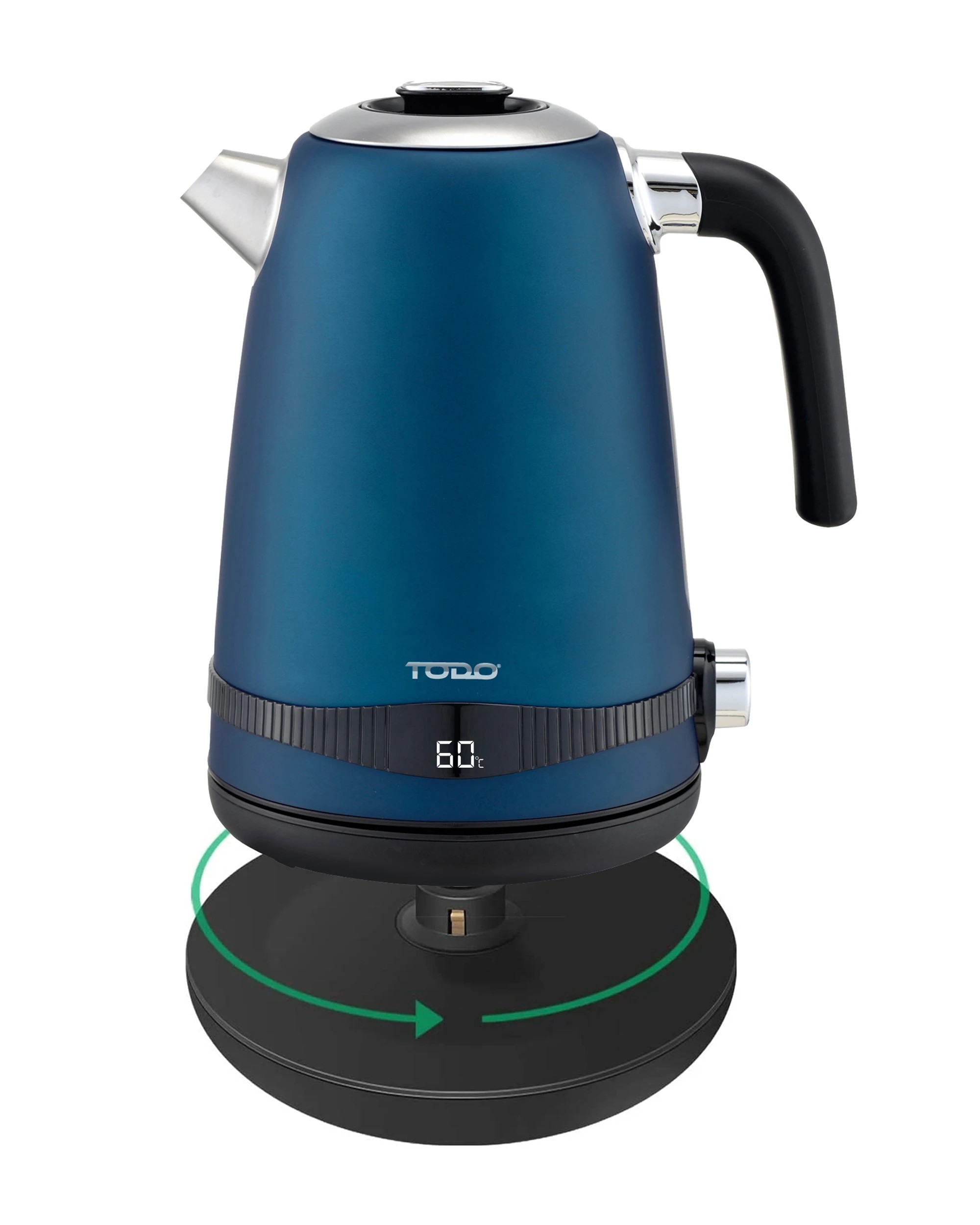 4 TODO 1.7L Stainless Steel Cordless Kettle Keep Warm Electric Led Water Jug - Blue, 4 of 6
