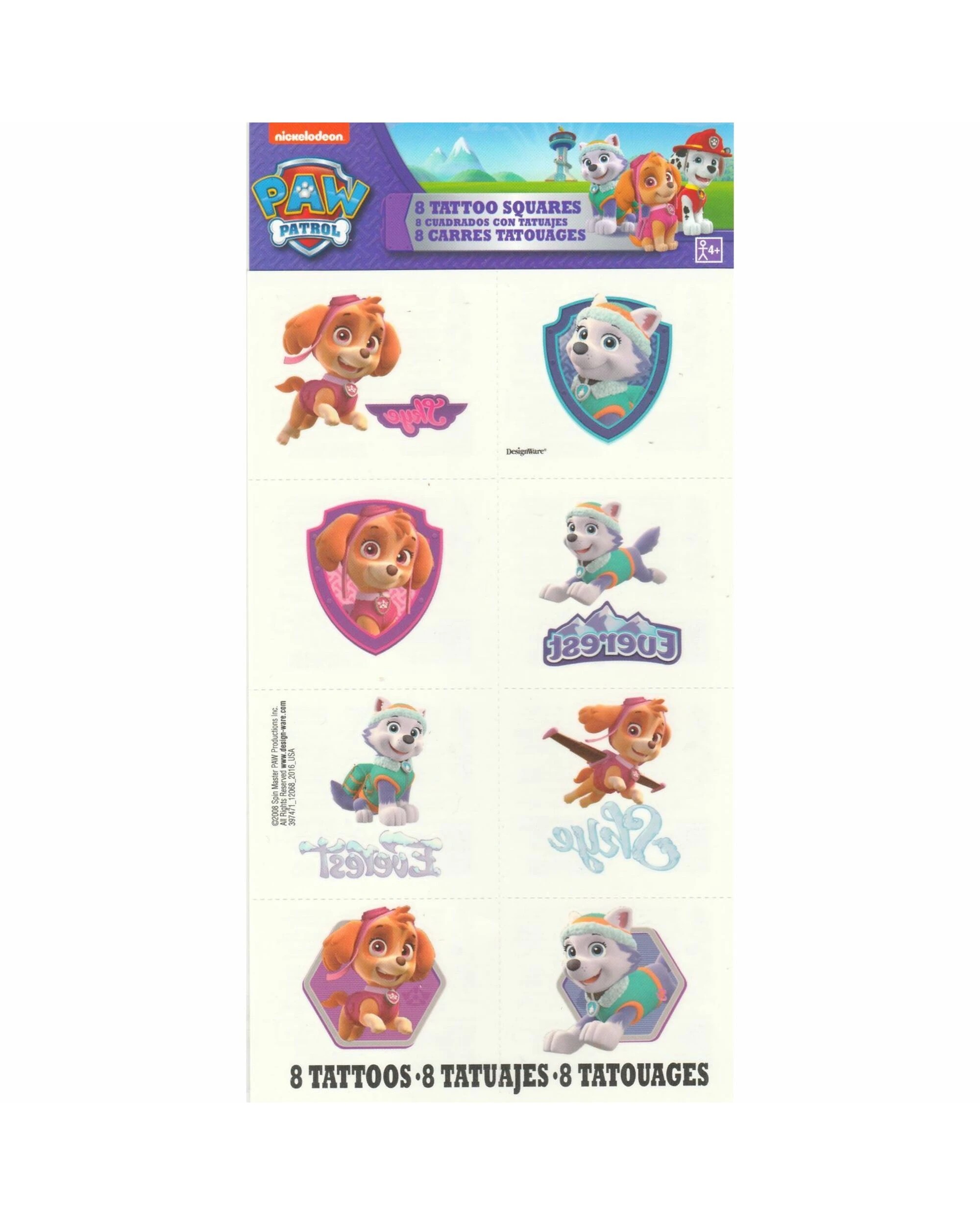 1 Amscan Paw Patrol Girl Tattoos 1 Sheet, 1 of 1