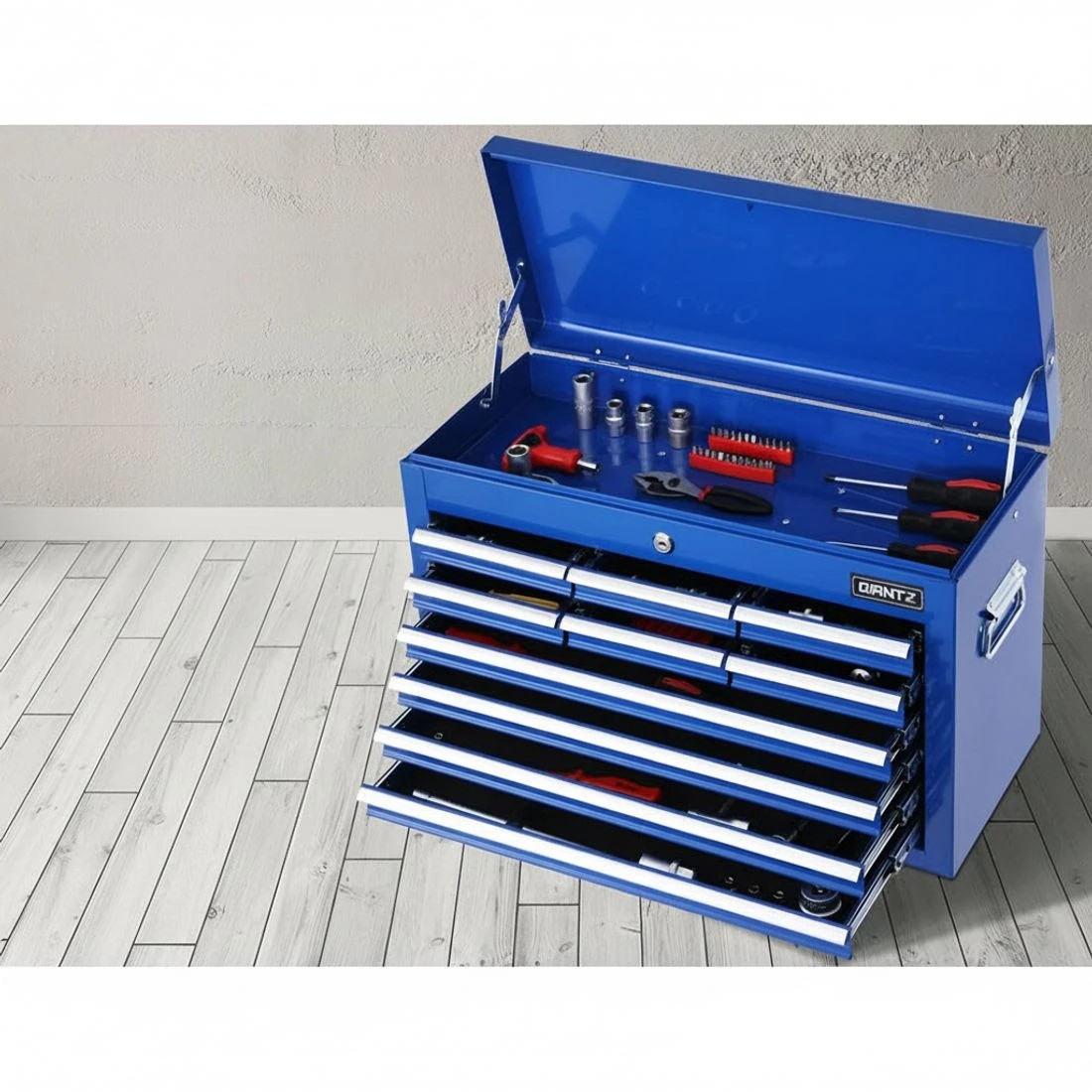 2 Giantz 10 Drawer Tool Box Cabinet Chest Toolbox Storage Garage Organiser - Blue, 2 of 5