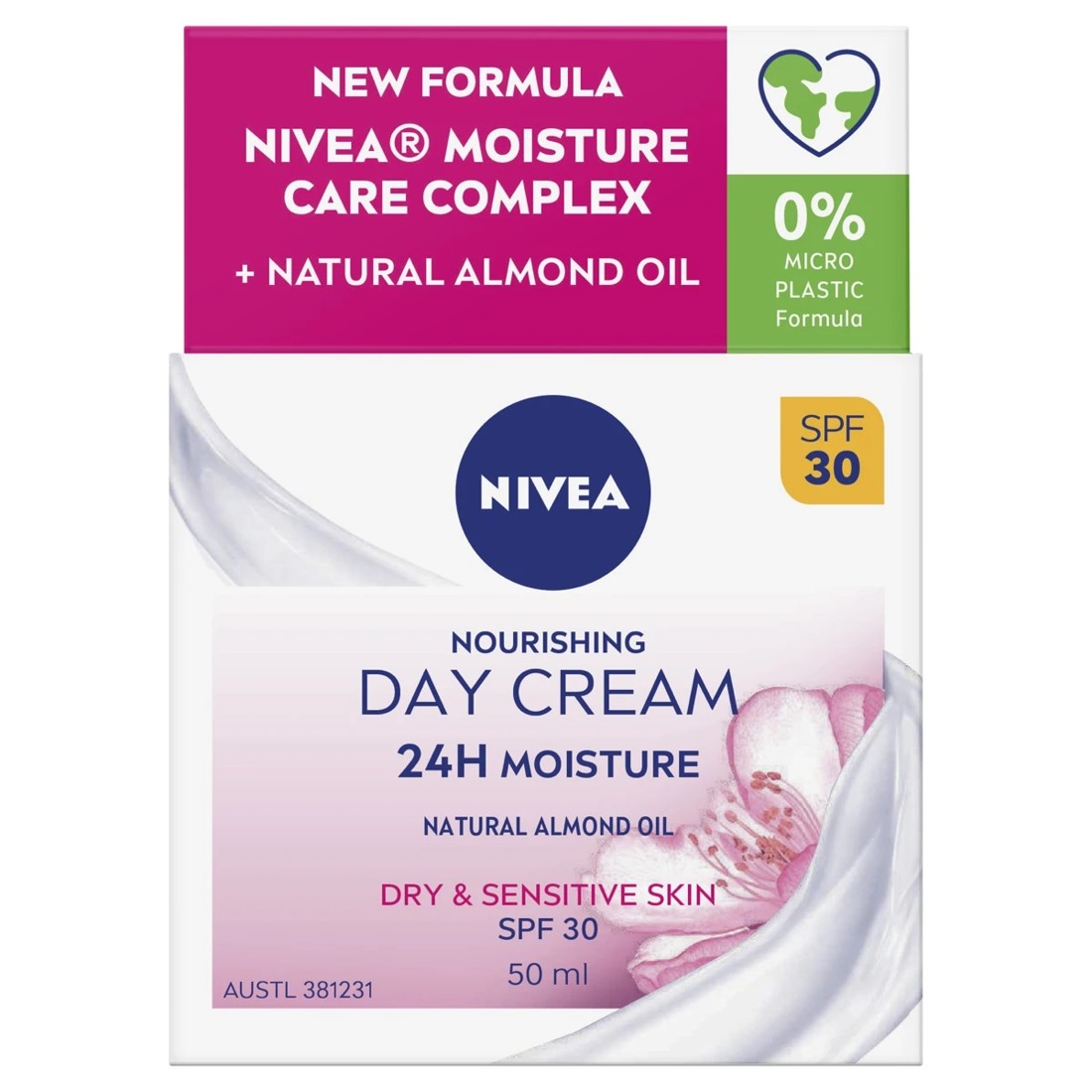 1 Nivea Nourishing Day Cream SPF 30 50ml - Natural Almond Oil, 1 of 9