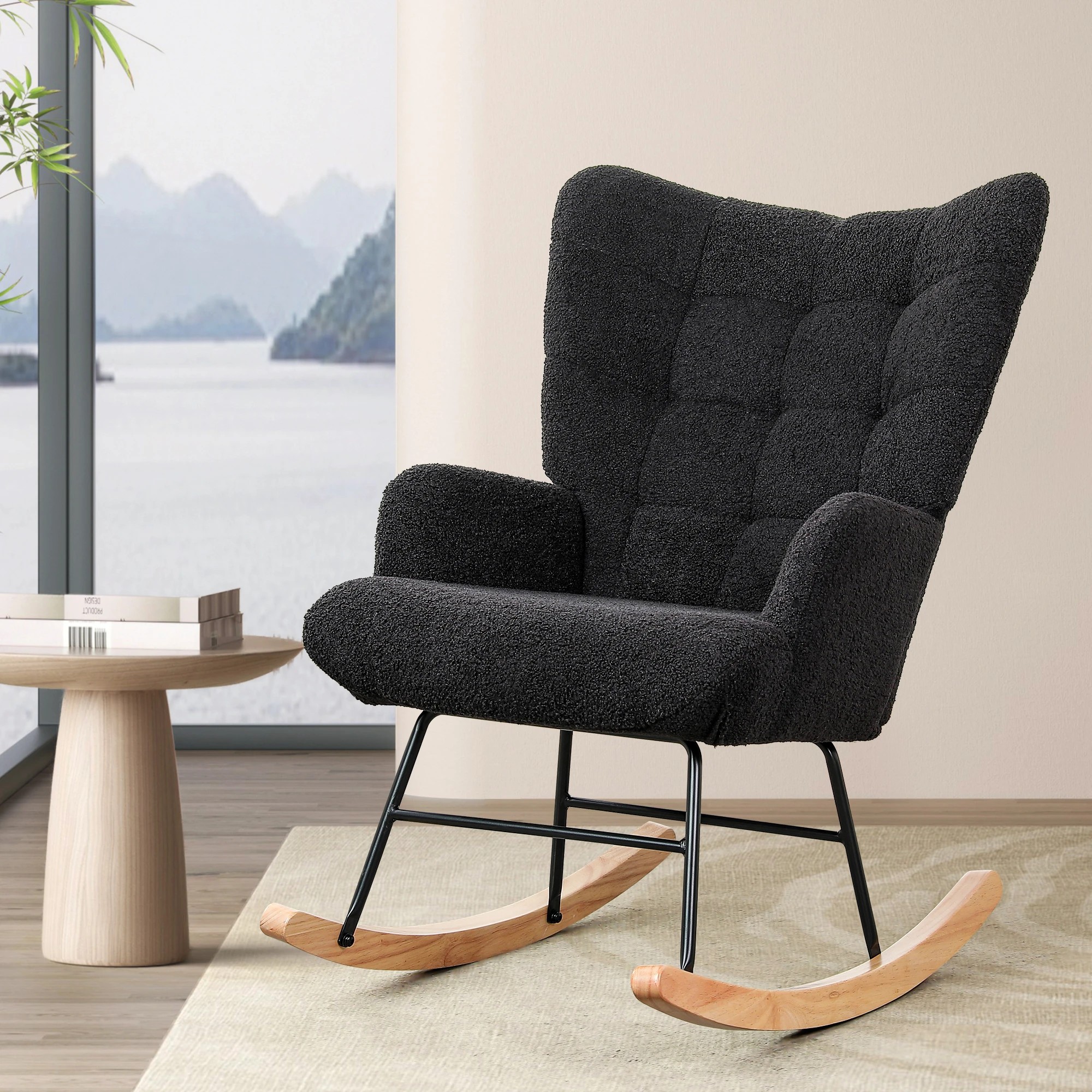 7 Levede Rocking Chair Nursery Rocker Accent Tub Boucle Armchair Lounge Fleece, 7 of 7