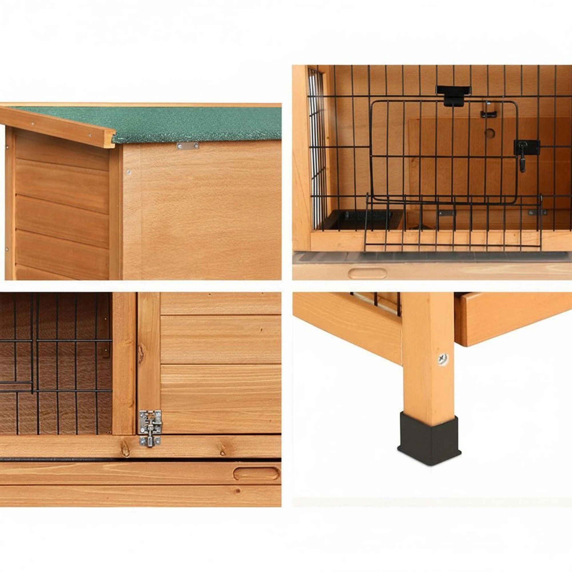 7 i.Pet Rabbit Hutch Chicken Coop Large House Cage Run Wooden Bunny Pet Outdoor - Brown, 7 of 7
