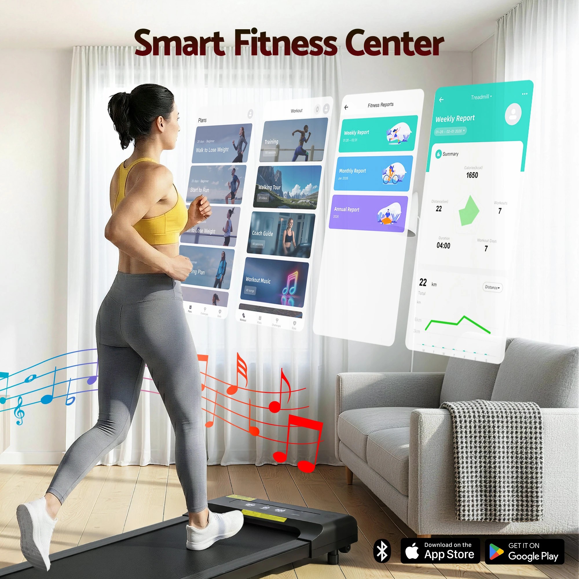 4 Everfit Treadmill Electric Walking Pad Under Desk Home Gym Fitness 400mm - Black, 4 of 7