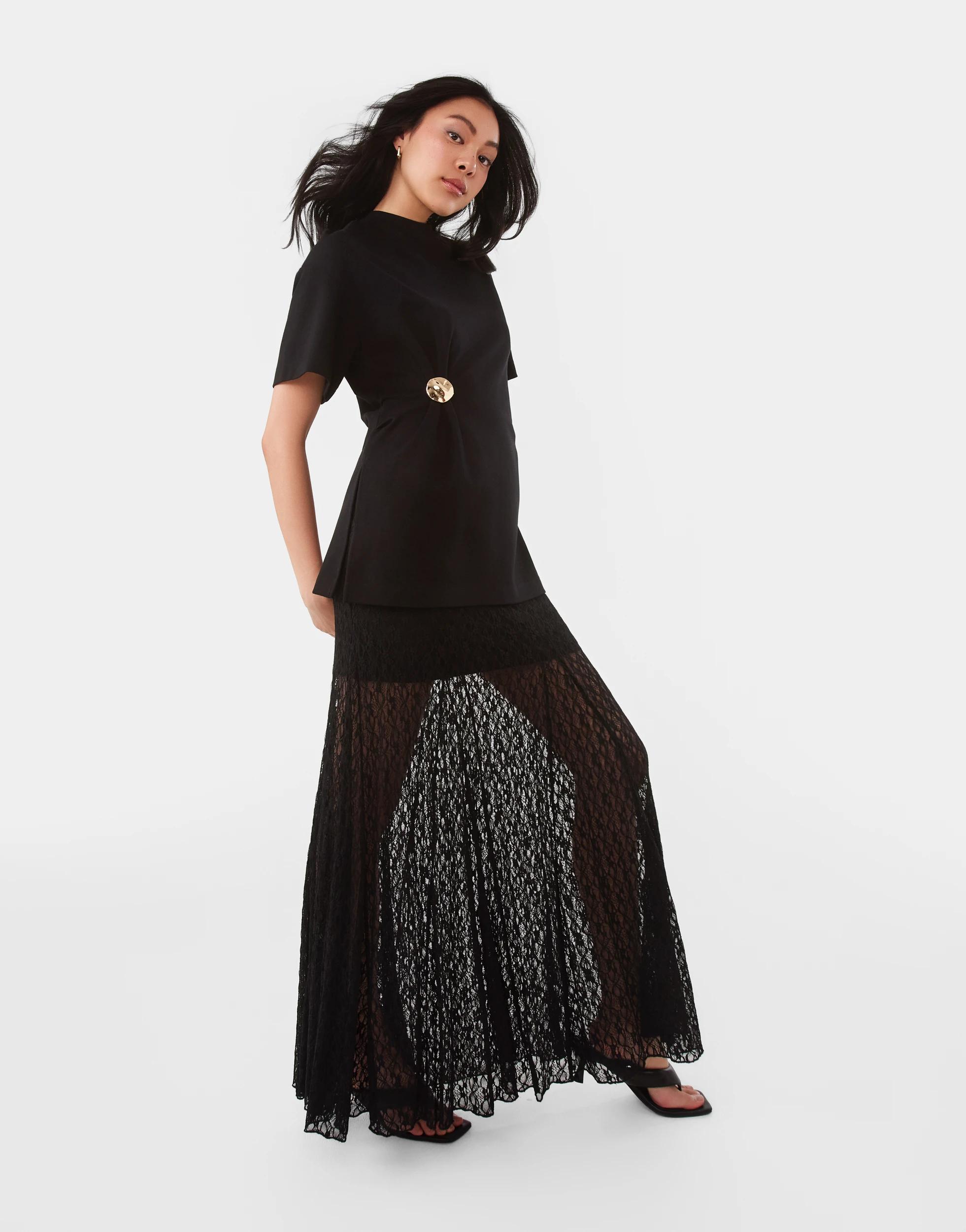 3 Lace Maxi Skirt Black, 3 of 6