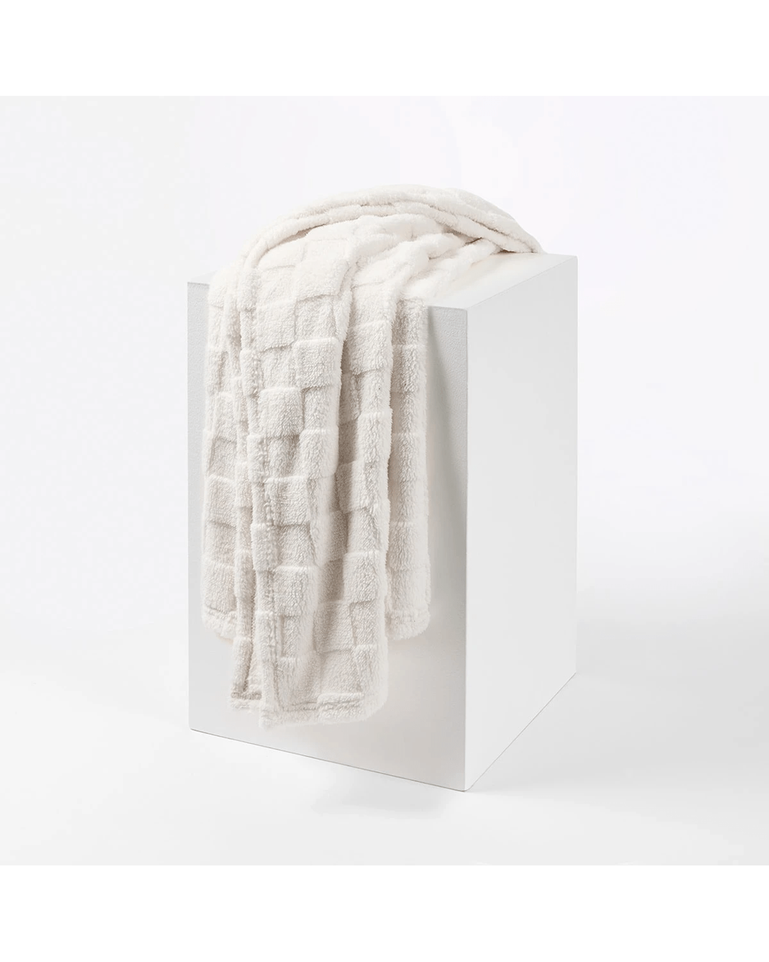 1 Soft Check Throw - Off White, 1 of 6