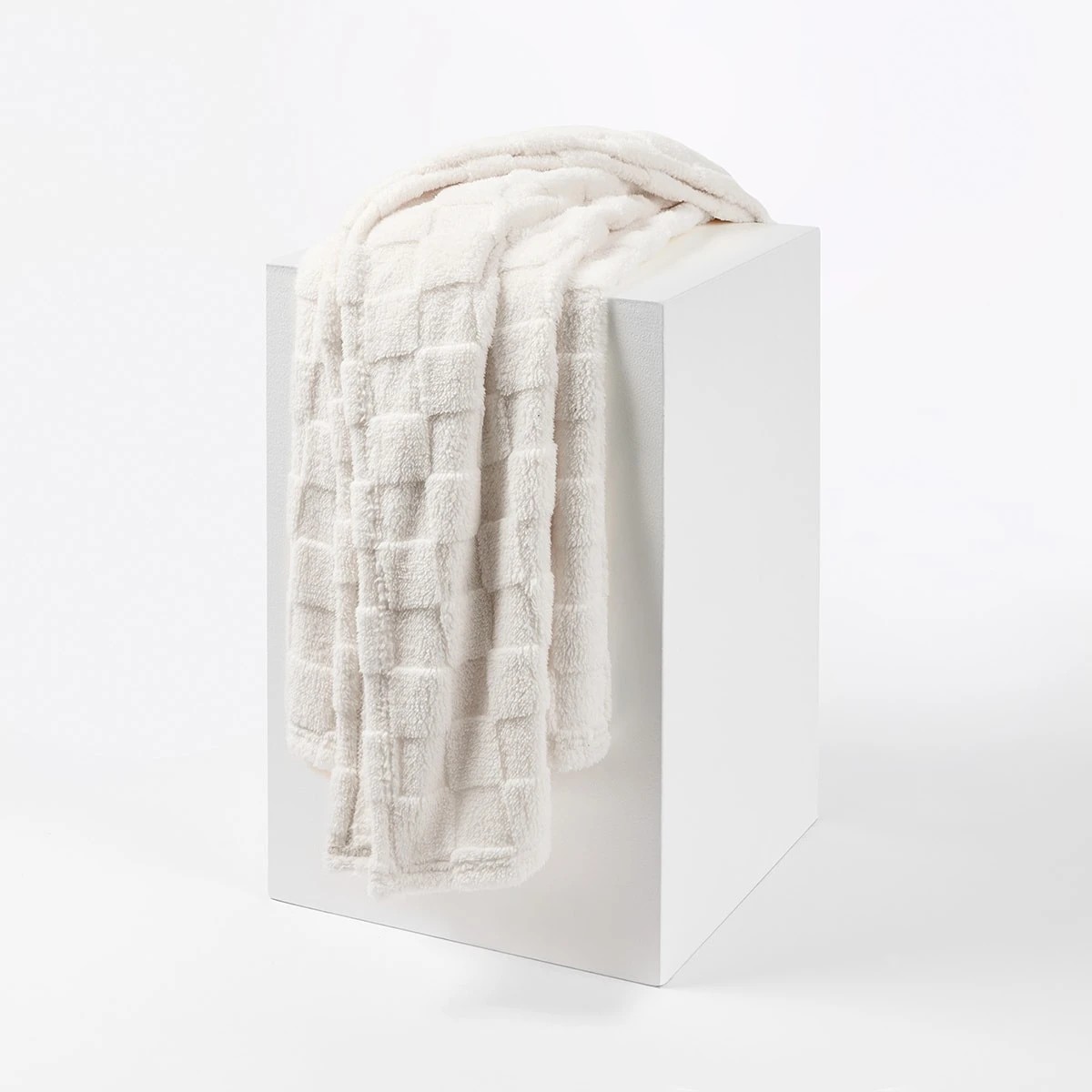 1 Soft Check Throw - Off White, 1 of 6