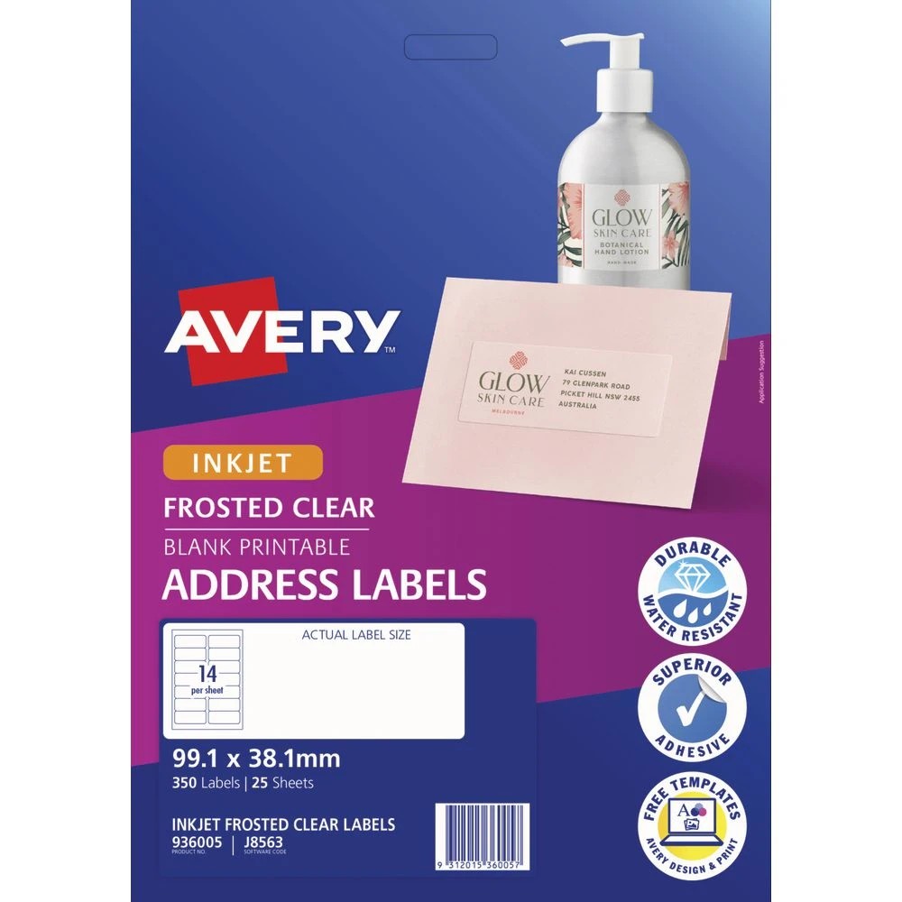 2 Avery 14UP Inkjet Mailing Labels Clear 25 Sheets, 2 of 5
