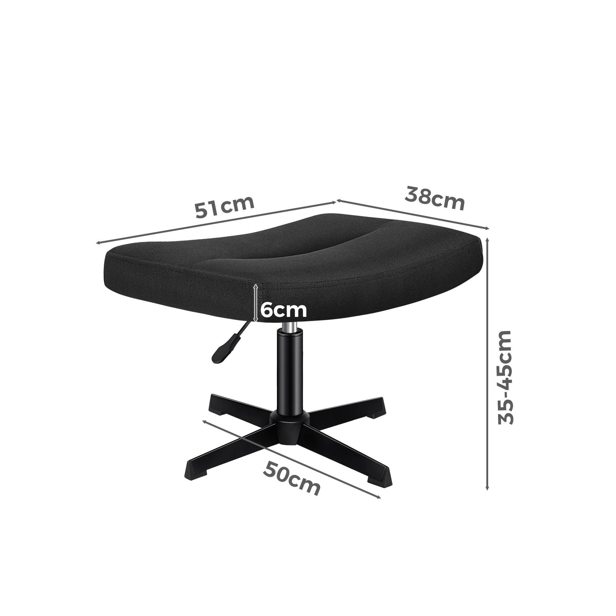 8 Alfordson Office Chair Computer Seat Cross-legged Work Ottoman Fabric - Black, 8 of 10