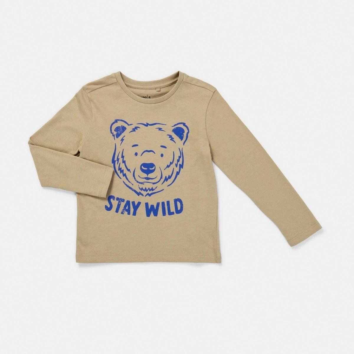 7 Long Sleeve Print T-shirt Beige Bear, 7 of 8