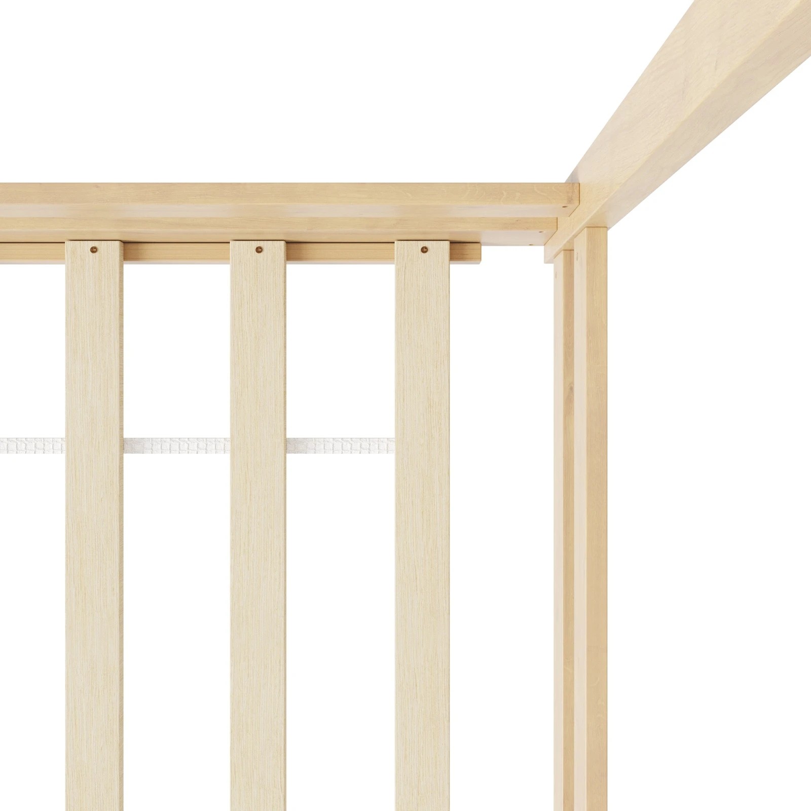 9 Oikiture Double Kids Wooden Bed Frame Timber House Beds Base With Fence
 - Natural, 9 of 10