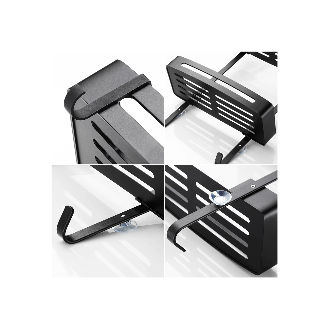 5 2 Tier Bathroom Shower Caddy Aluminium Alloy Rust Free Waterproof Bath Storage Rack Organizer - Carbon Grey - Grey, 5 of 5