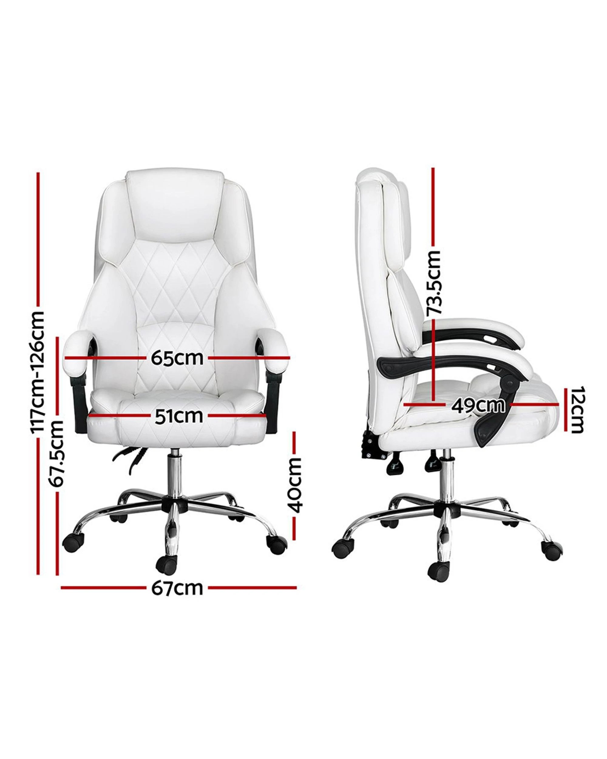 2 Artiss Executive Office Chair Leather Recliner
 - White, 2 of 3
