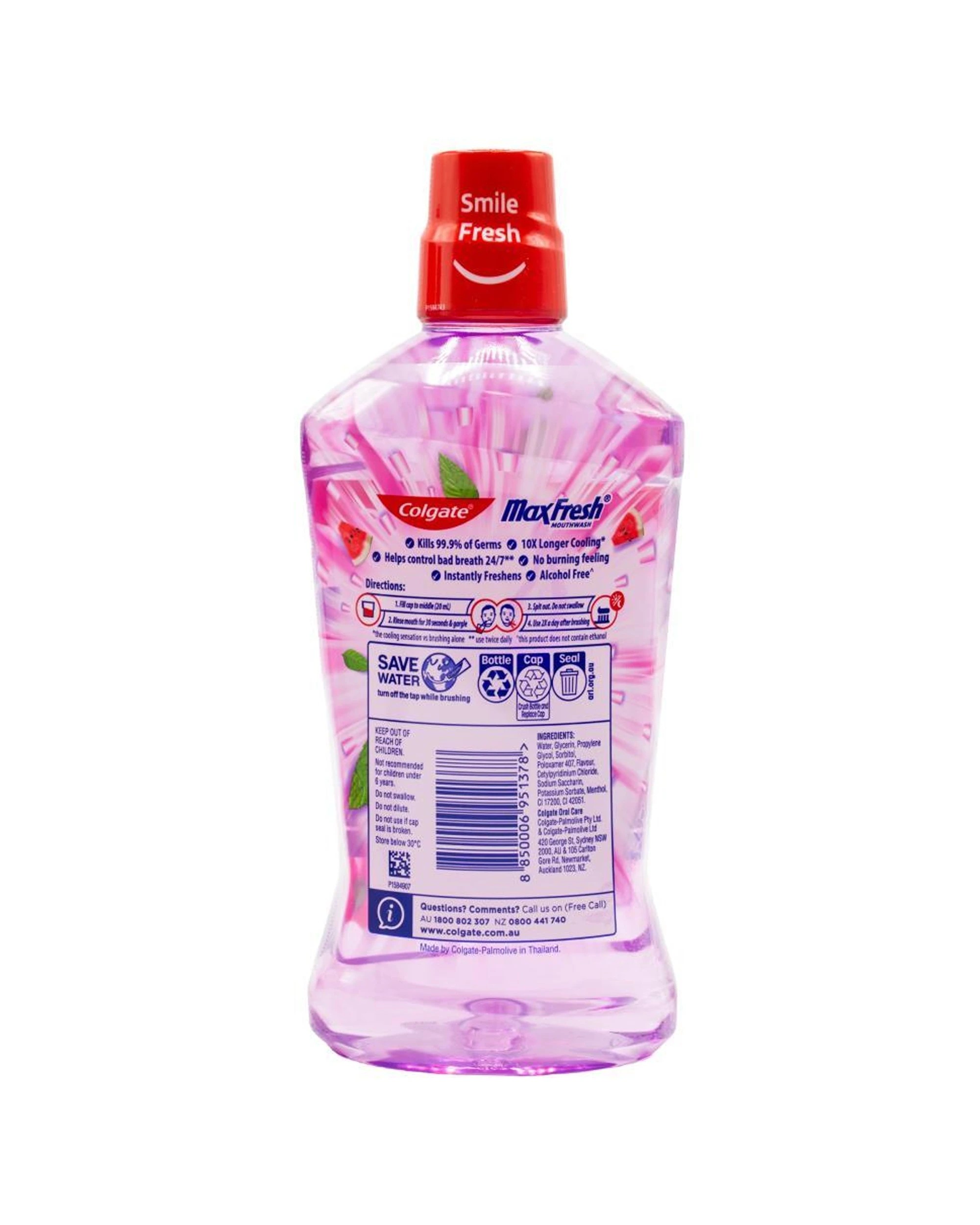3 Colgate 3pk Mouthwash Max Fresh 10x Longer Cooling Watermelon Mint 1L - Pink, 3 of 3