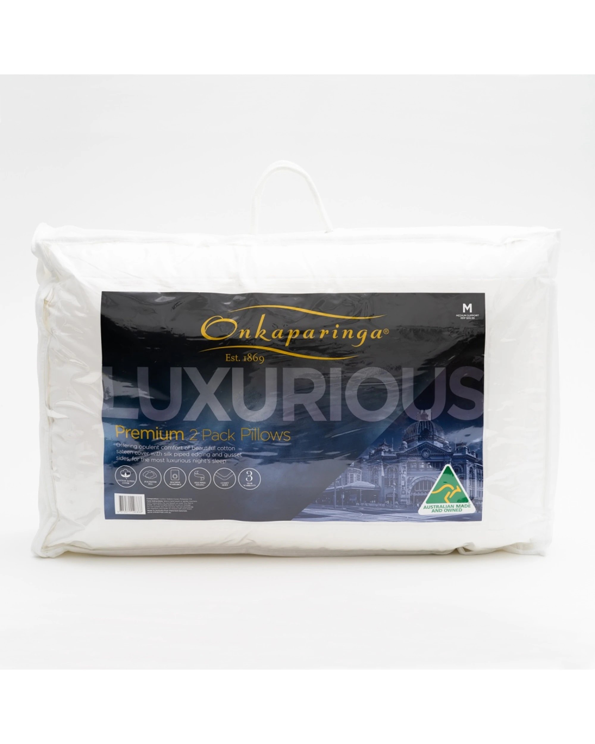 3 Onkaparinga 2pc Premium Pillows Cotton Sateen Cover Soft Gusseted Silk Edge - White, 3 of 5