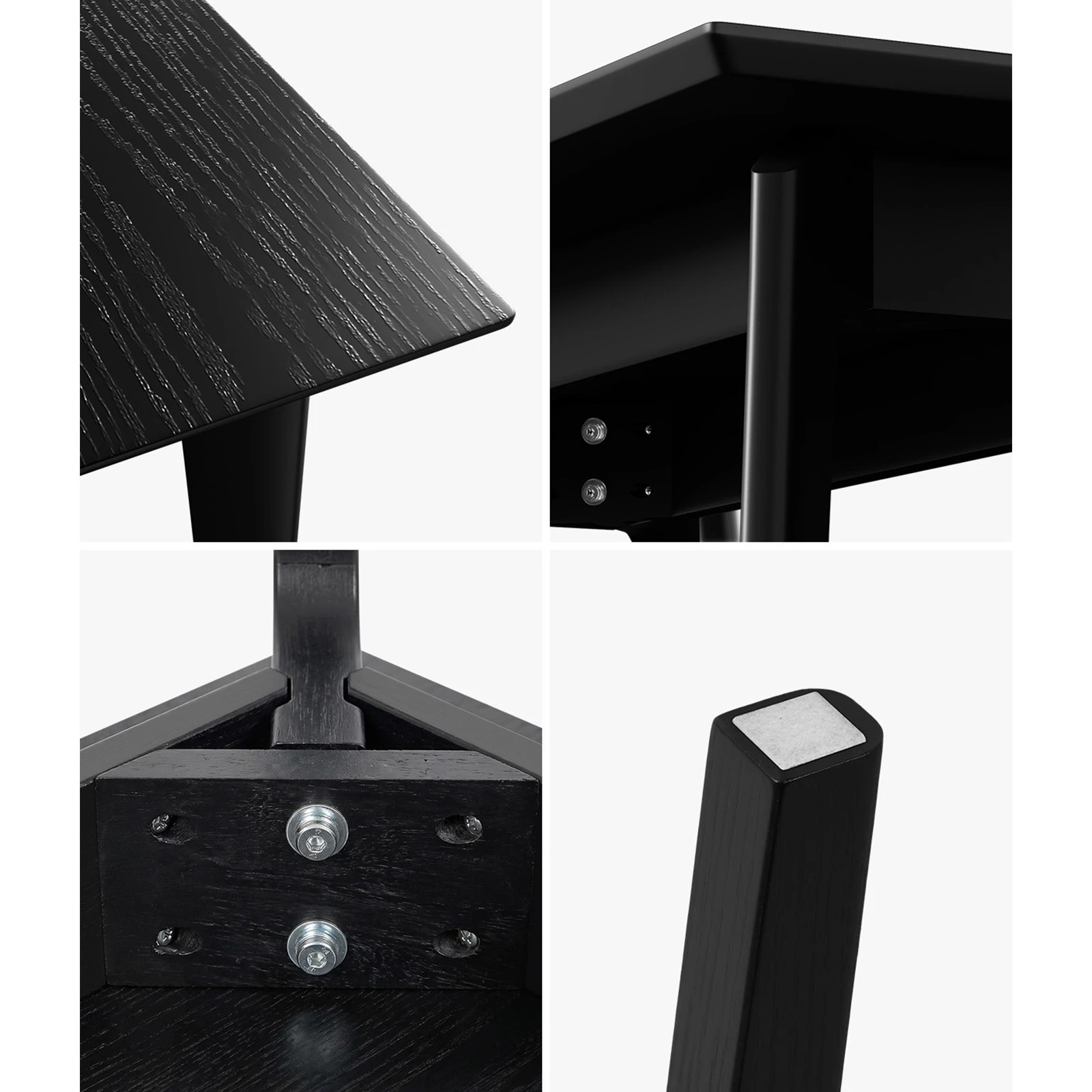 5 Oikiture Wooden Dining Table 120cm Rectangular 4 Seater Pinewood Legs - Black, 5 of 9