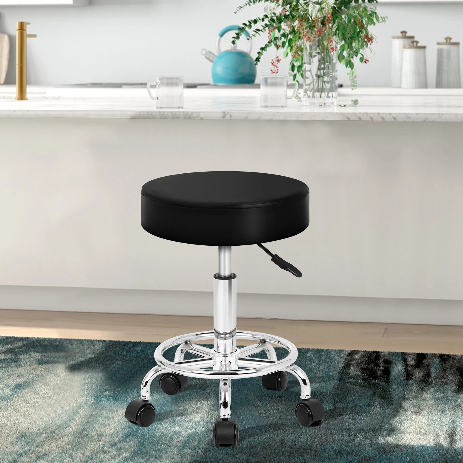 3 Alfordson 2x Salon Stool Round Swivel Barber Hair Dress Chair Gas Lift - Black, 3 of 10