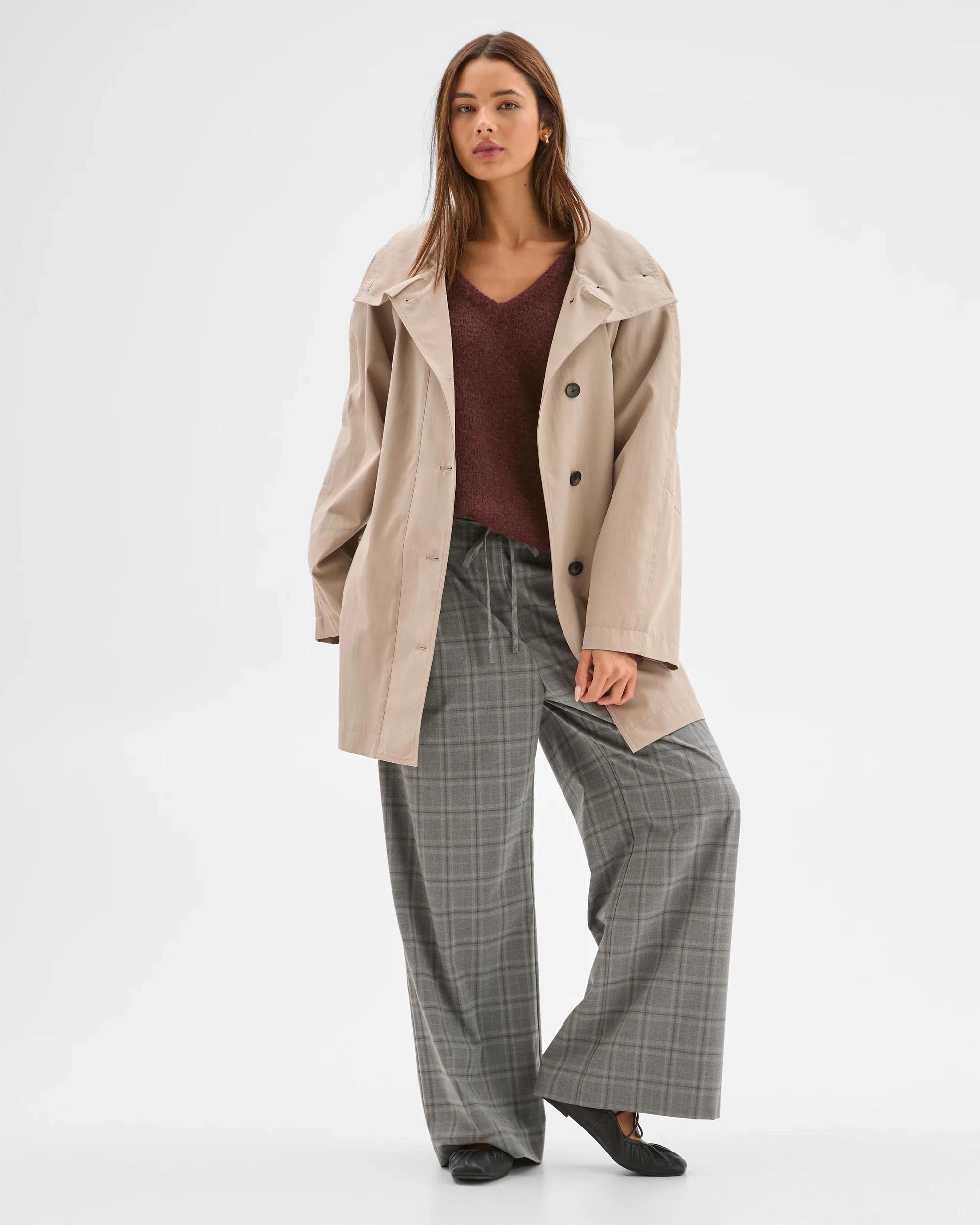 2 Lily Loves Australian Cotton Blend Funnel Neck Short Trench Coat LIGHT KHAKI, 2 of 7