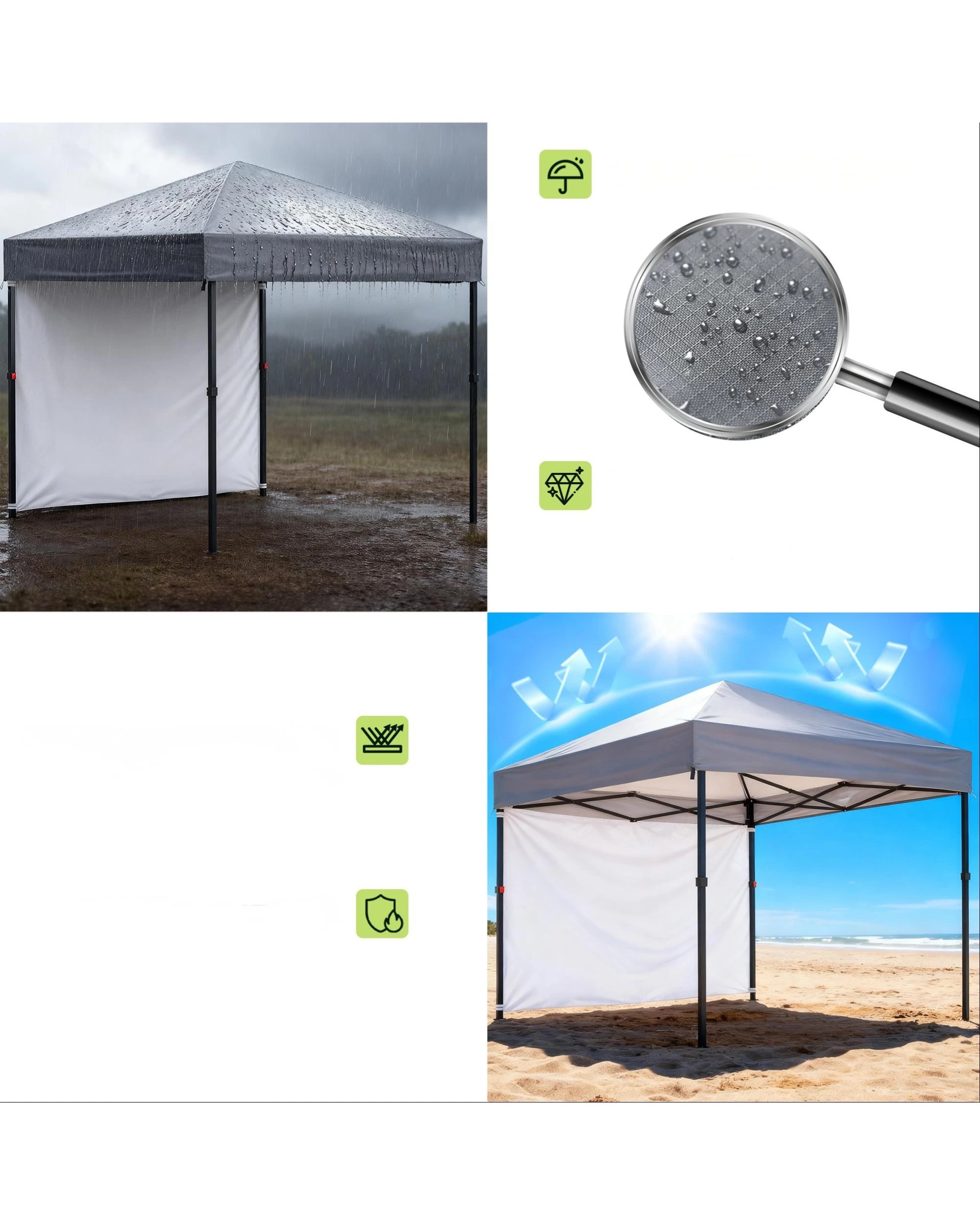 4 Advwin 2.4x2.4m Foldable Pop Up Canopy -Grey, 4 of 8