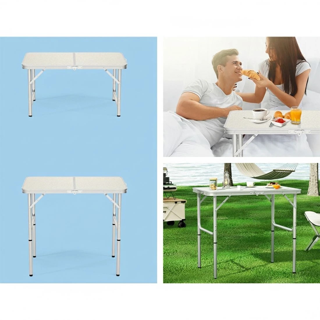 6 Weisshorn Folding Camping Table 90CM Adjustable Portable Outdoor Picnic Desk - Multi, 6 of 7