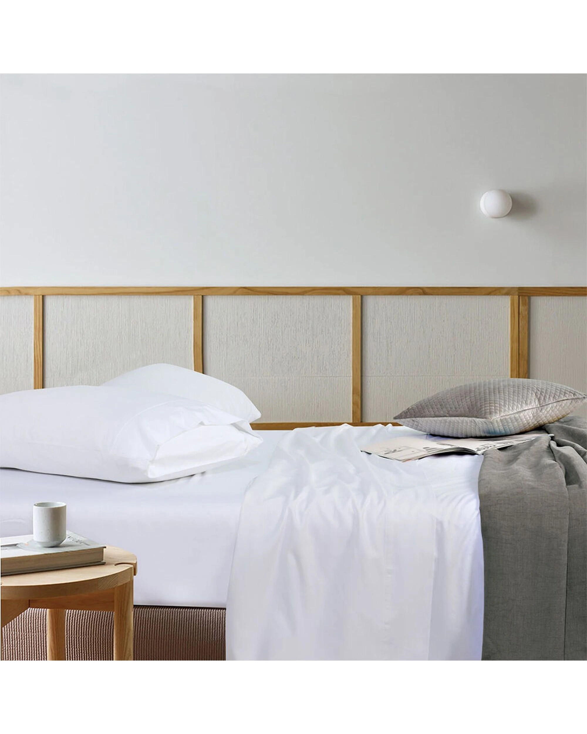 3 Bianca Rosebank 500TC Bamboo Cotton Sateen Blend Sheet Set With 2 Pillowcases - King Bed - White, 3 of 7